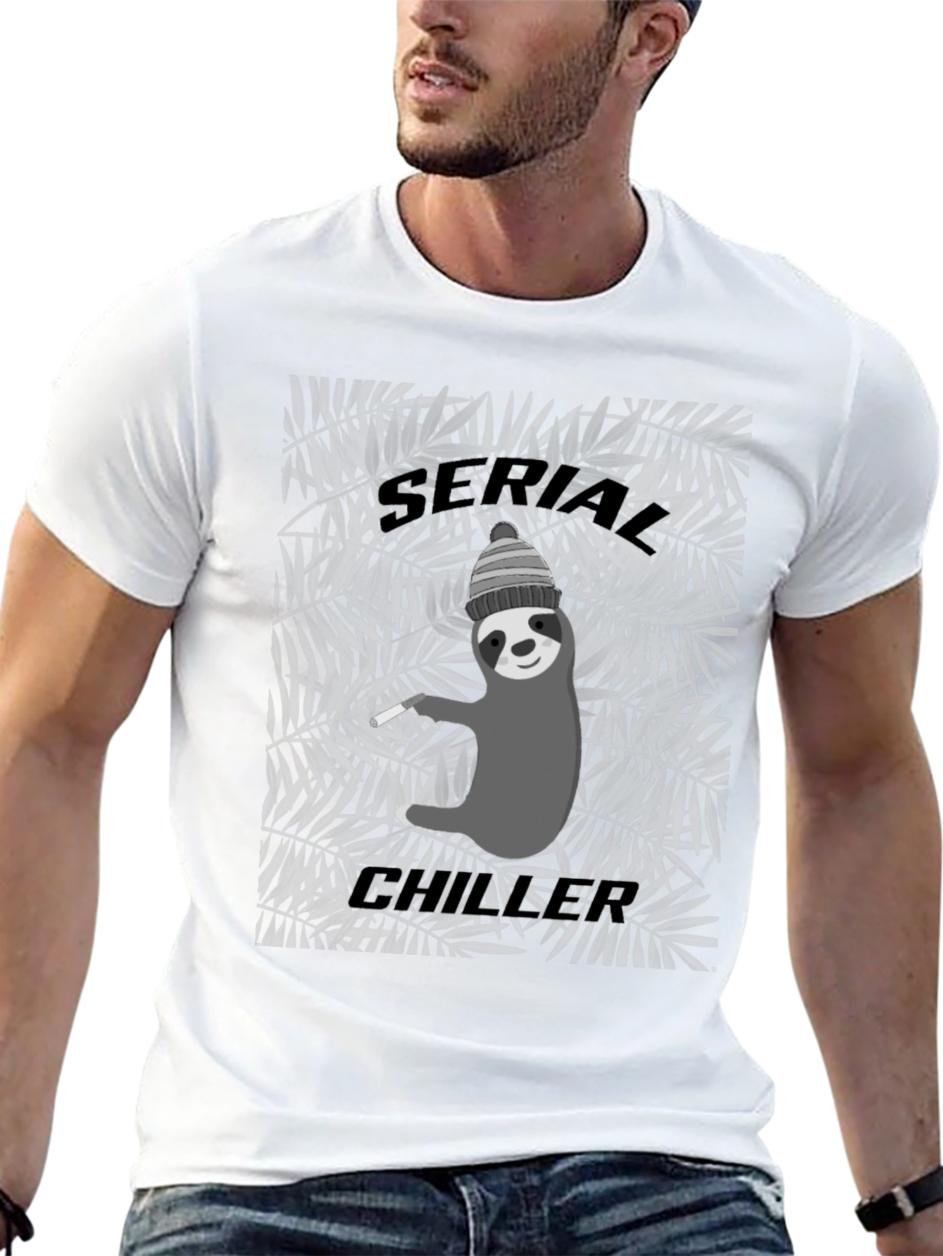 Black Serial Chiller Sloth Graphic Tee - Cool Relaxed Style view 13