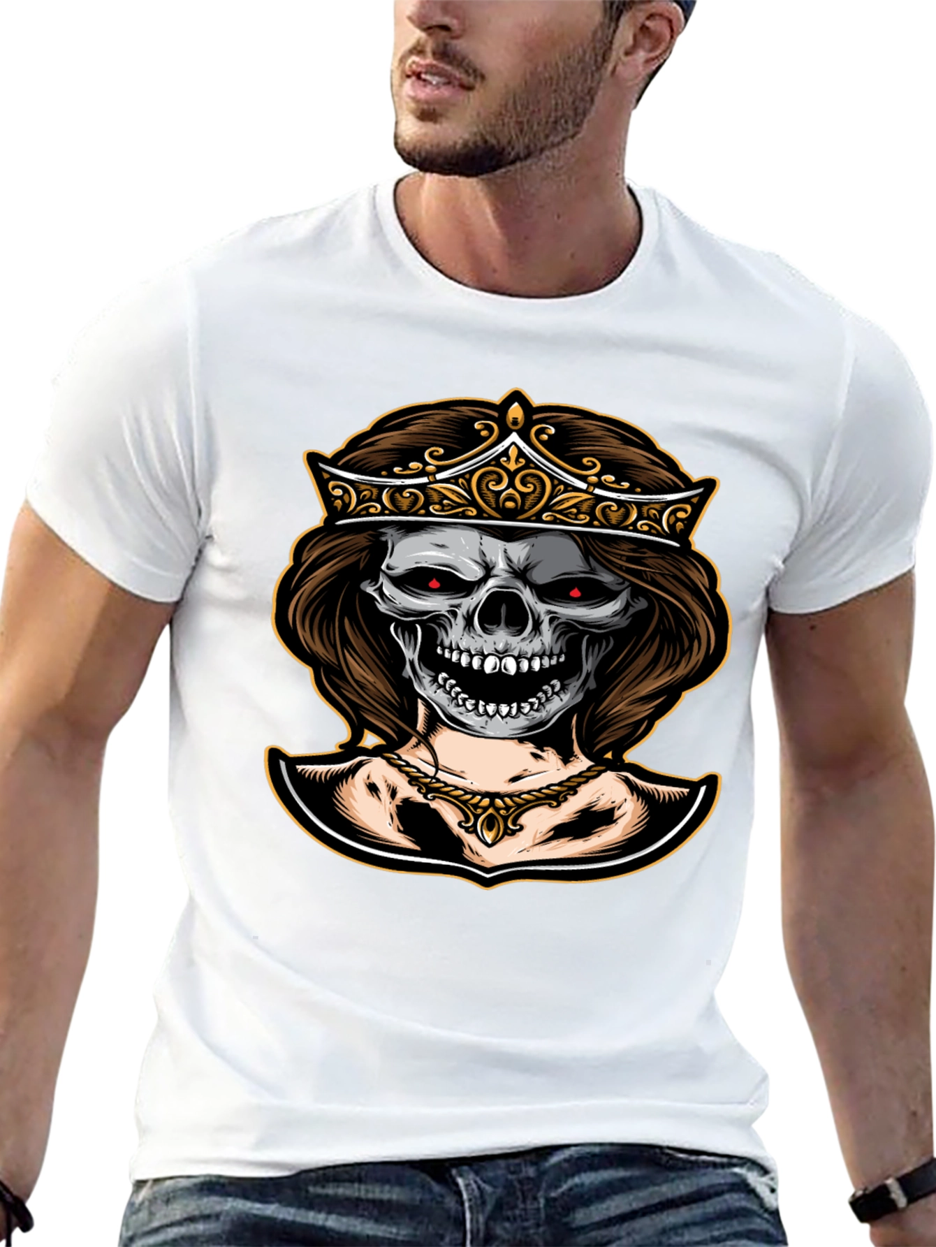 Black Skull Queen Graphic Tee - Dark Humor Fashion view 13
