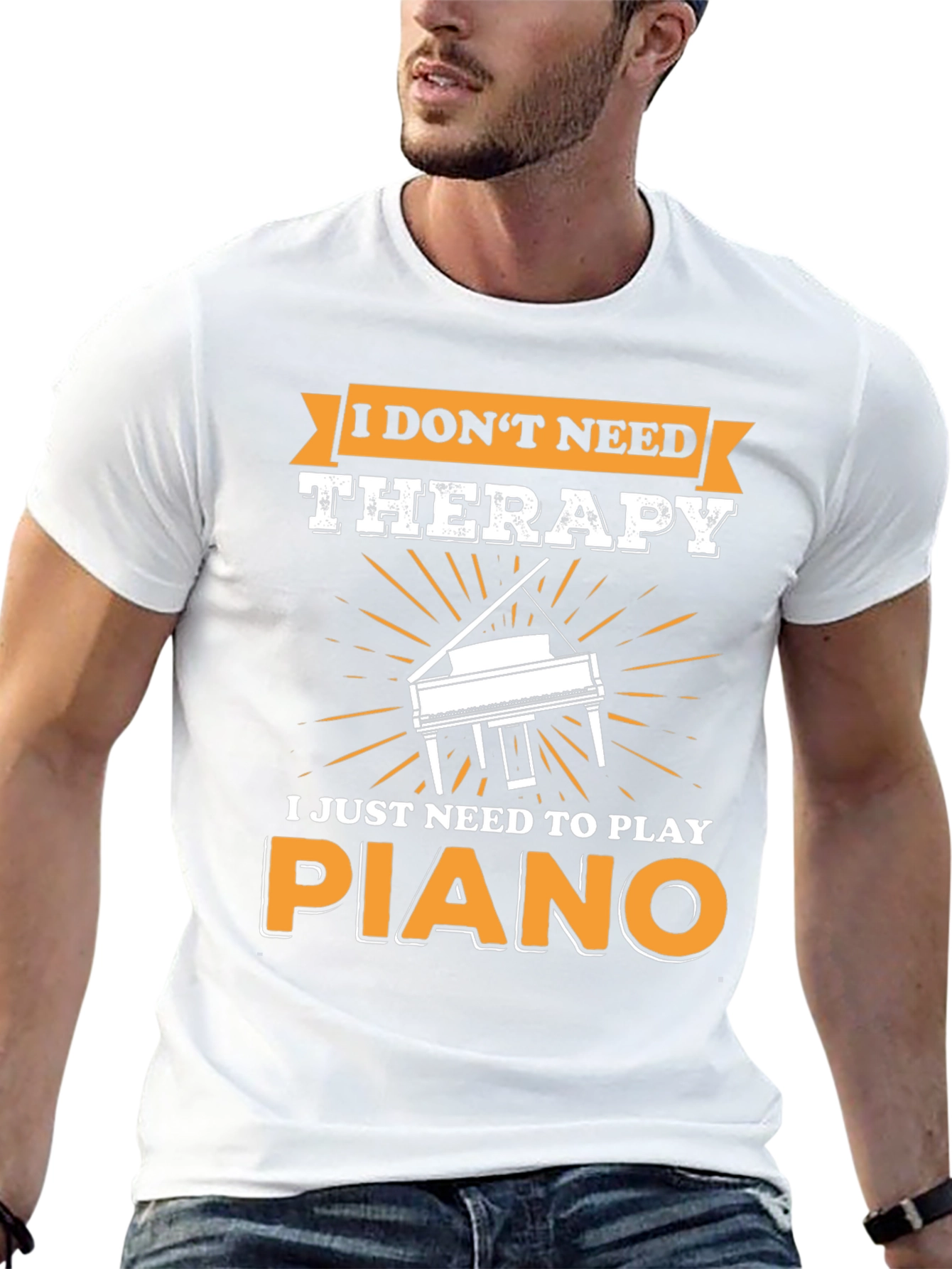 Black I Don't Need Therapy Piano T-Shirt view 13