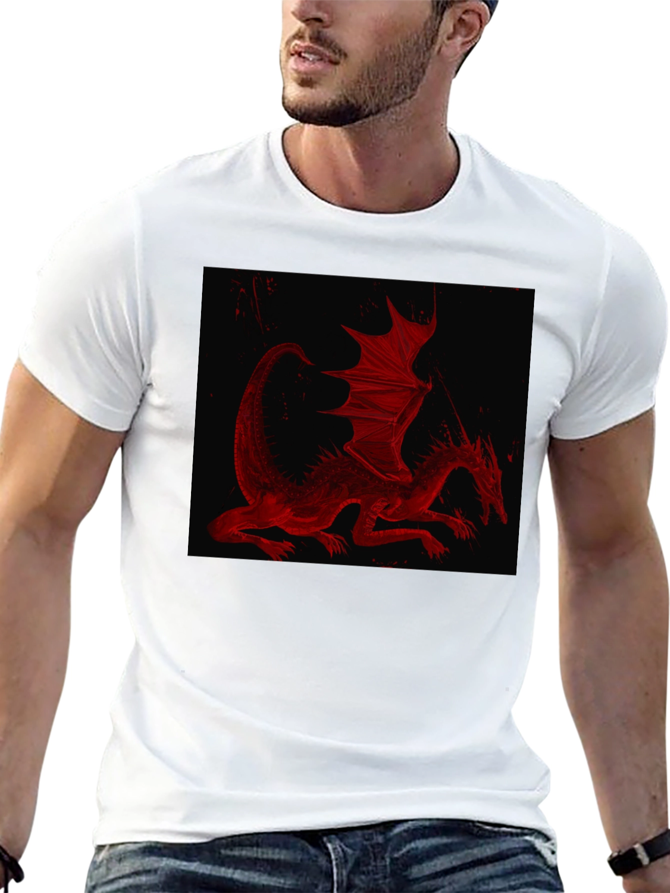 Black Red Dragon Graphic T-Shirt - Black view 13