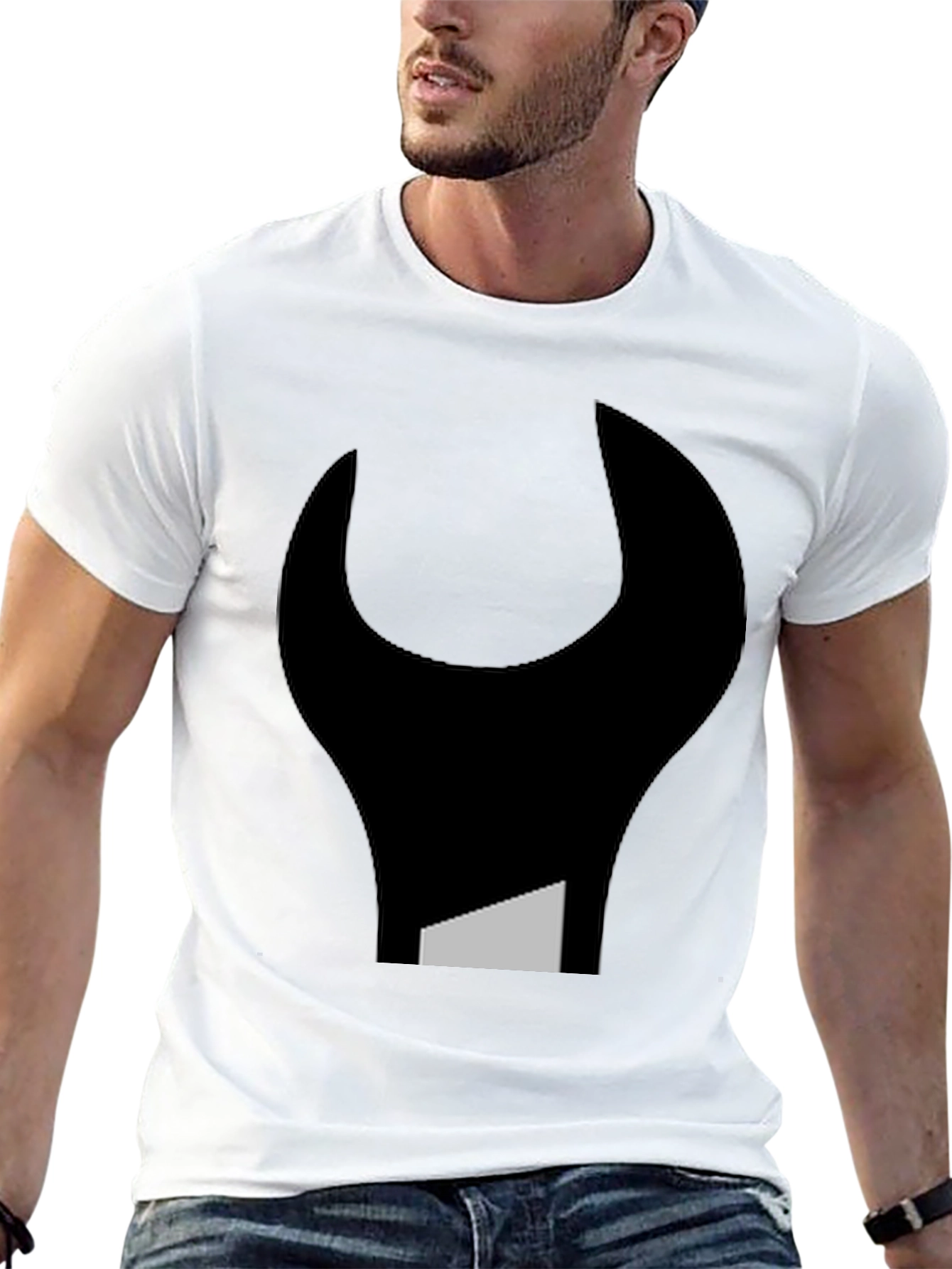 Black Abstract Wrench Graphic Tee - Black Unisex T-Shirt view 13