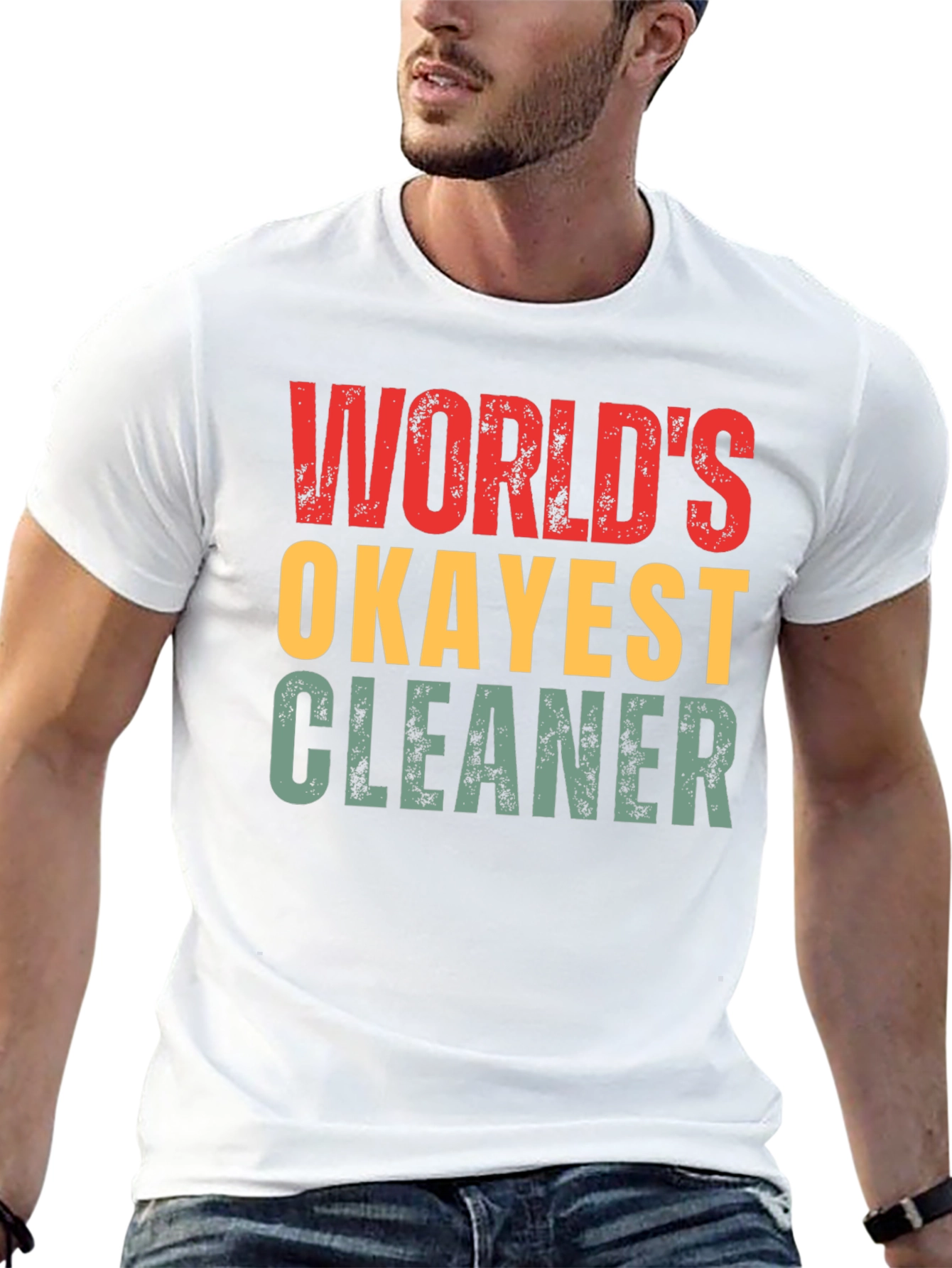 Black World's Okayest Cleaner T-Shirt Funny Gift view 13