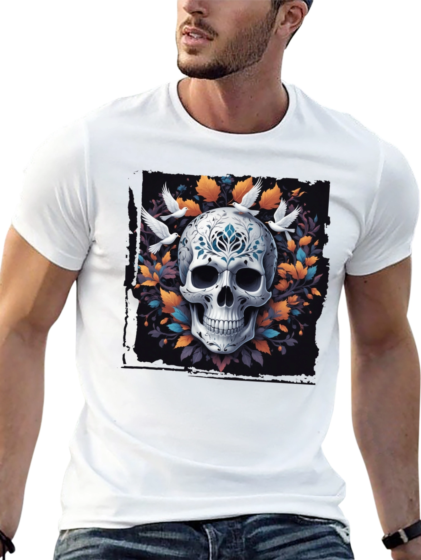Black Skull & Dove Graphic Tee view 13