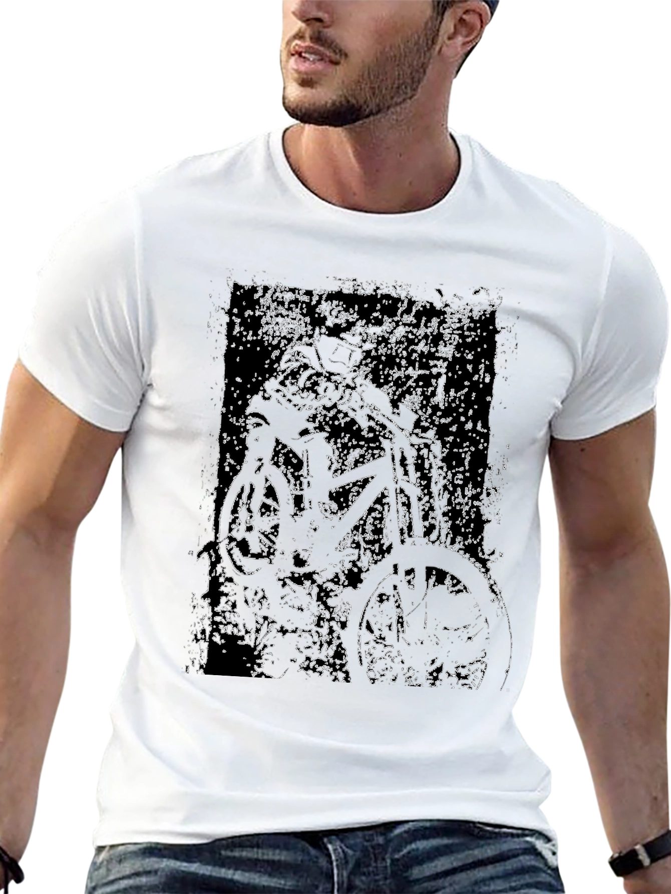 Black Abstract Bike Graphic Tee - Black view 13