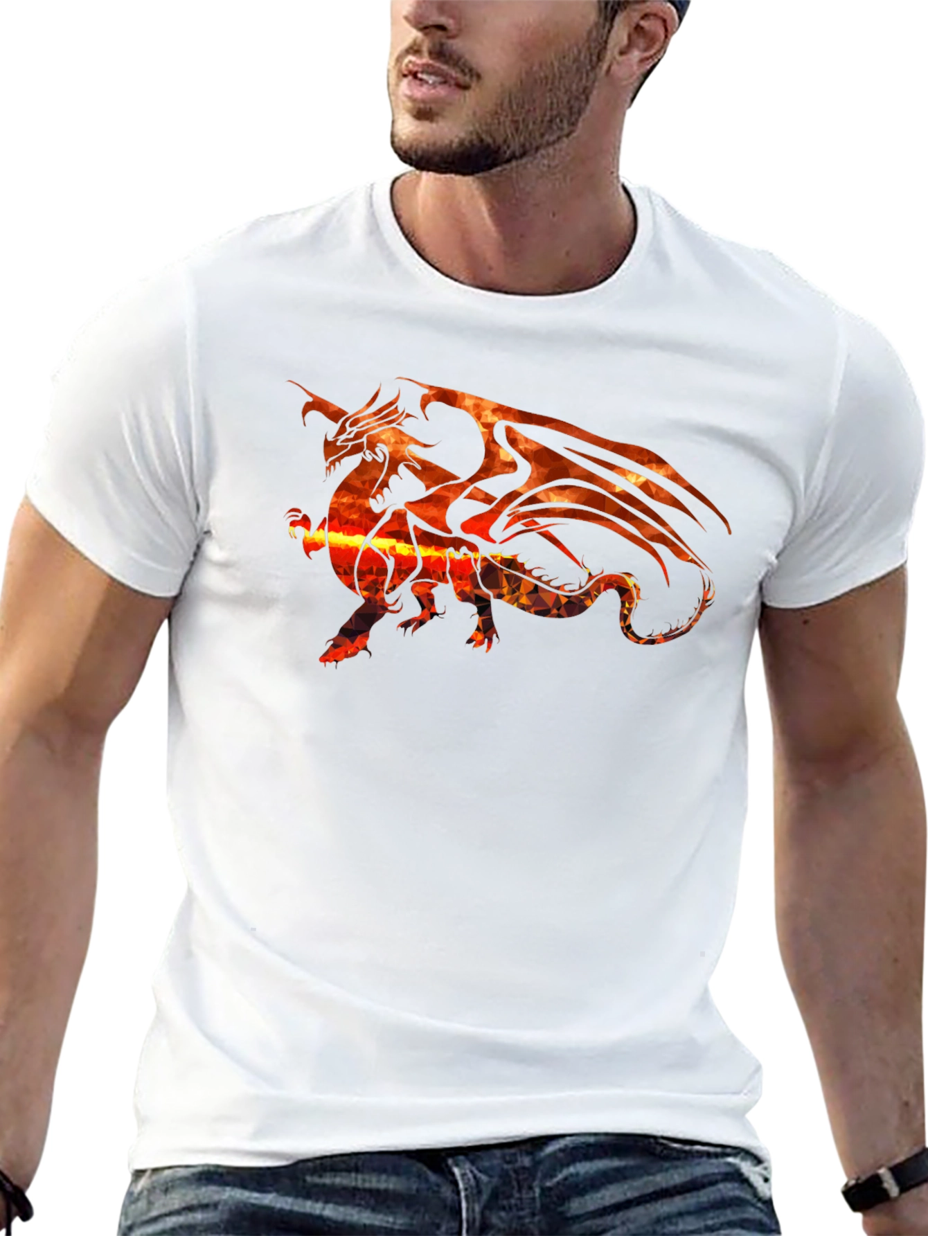 Black Fiery Dragon Graphic Black T-Shirt view 13