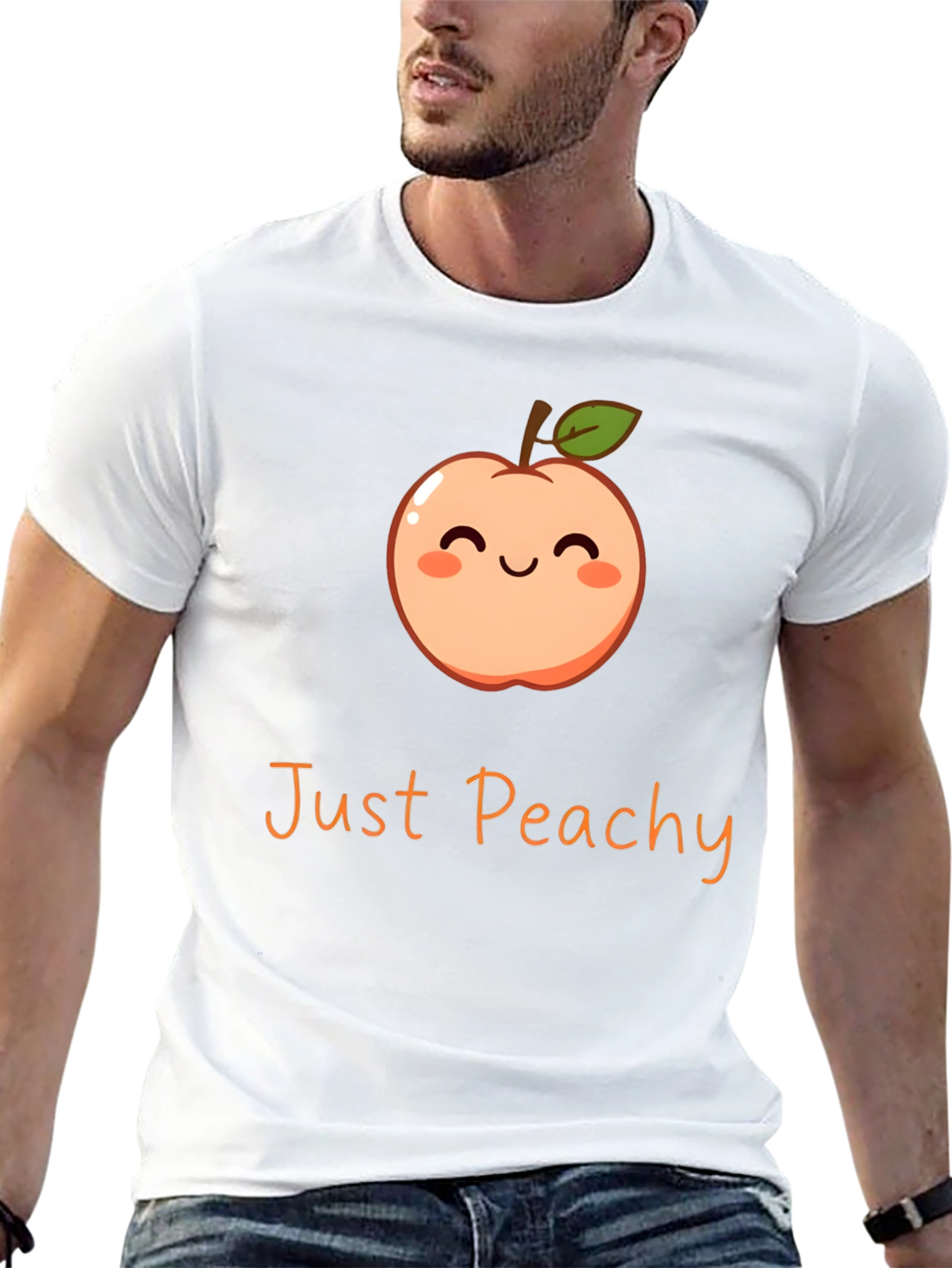 Black Just Peachy Graphic Tee - Cute Fruit T-Shirt view 13
