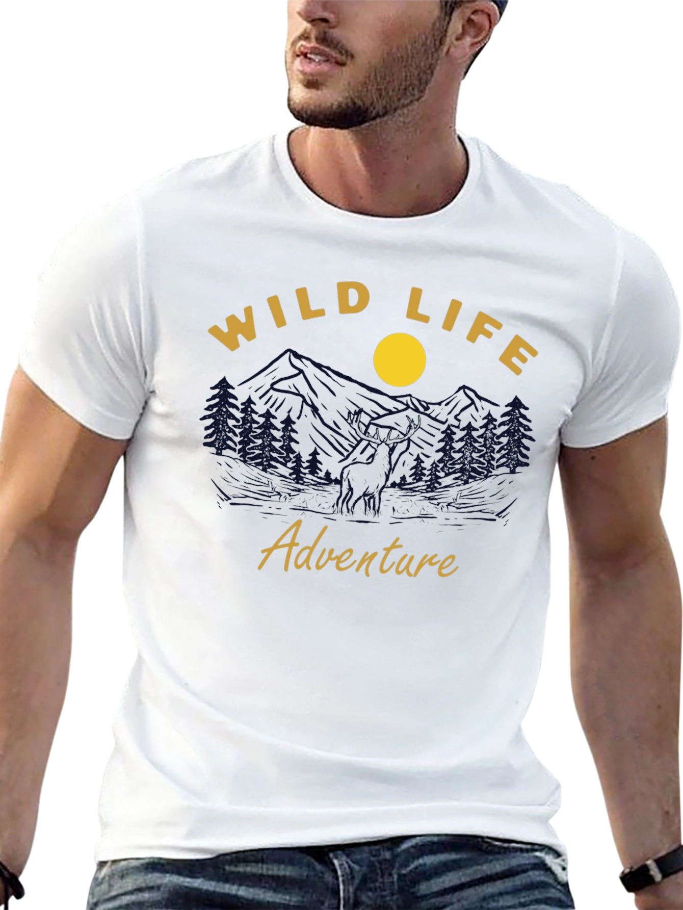 Black Wild Life Adventure Graphic T-Shirt - Men's Black Tee view 13