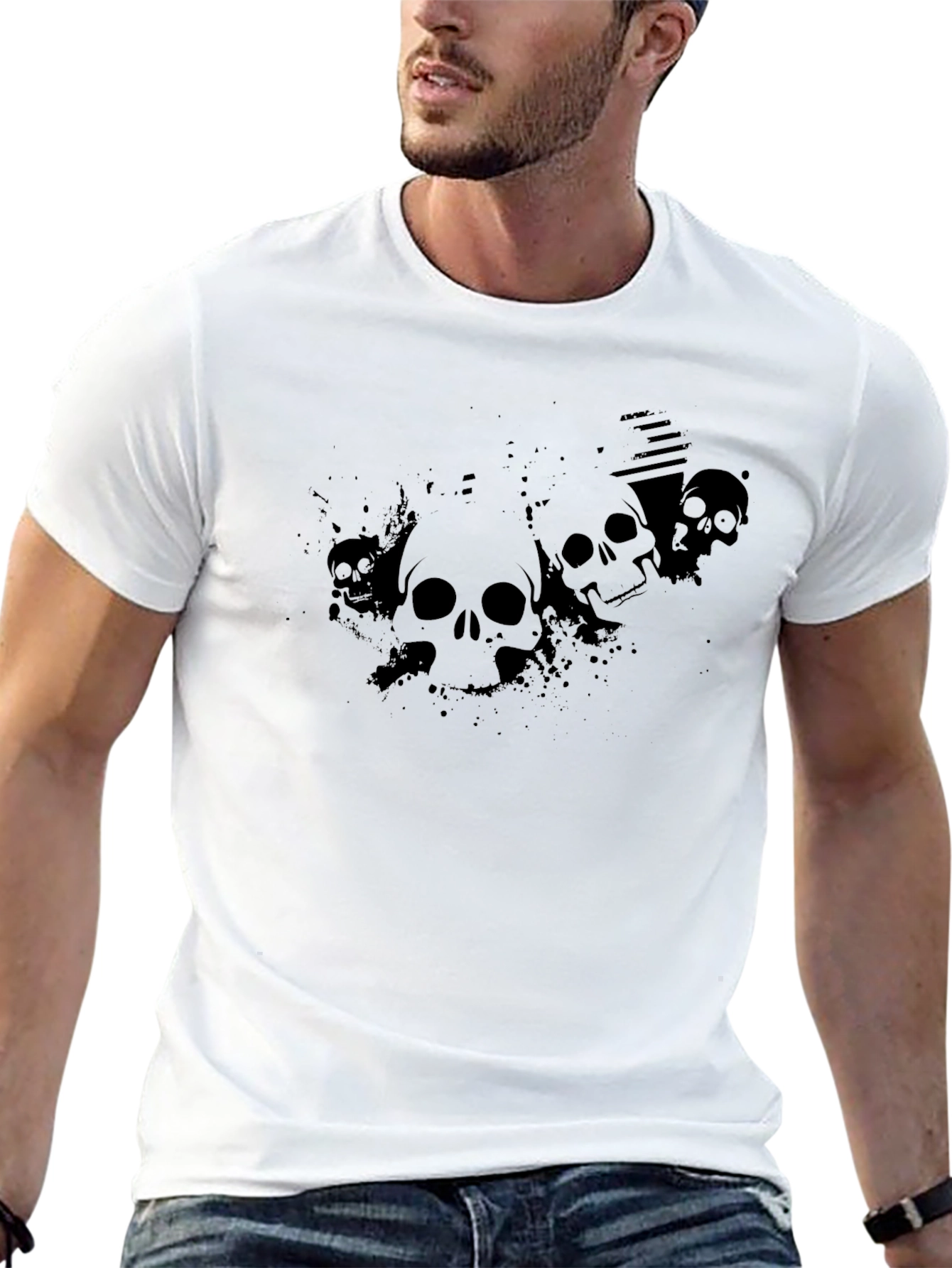 Skull Graphic T-Shirt - Men's Black Tee - 13