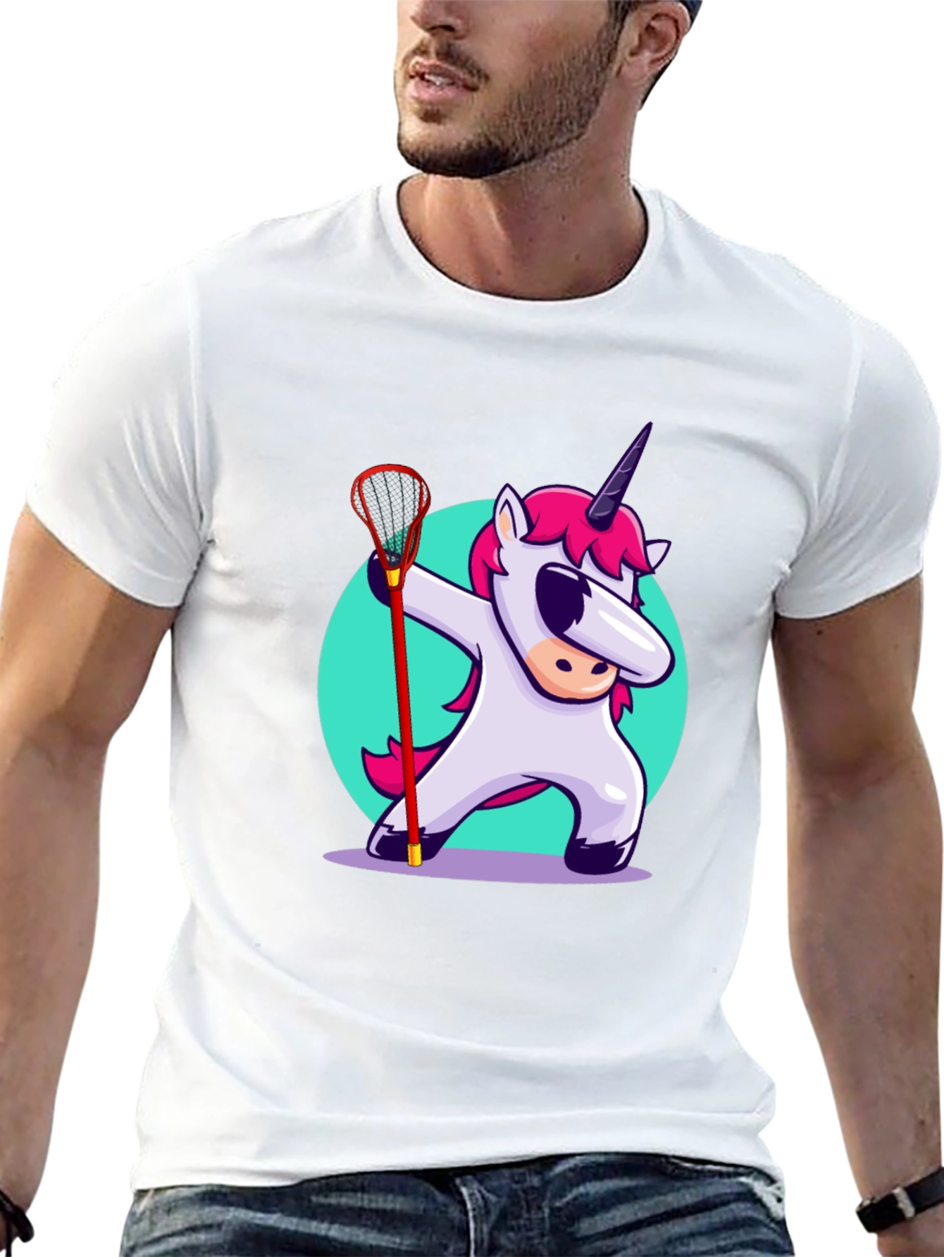 Black Unicorn Lacrosse Dabbing T-Shirt - Black view 13