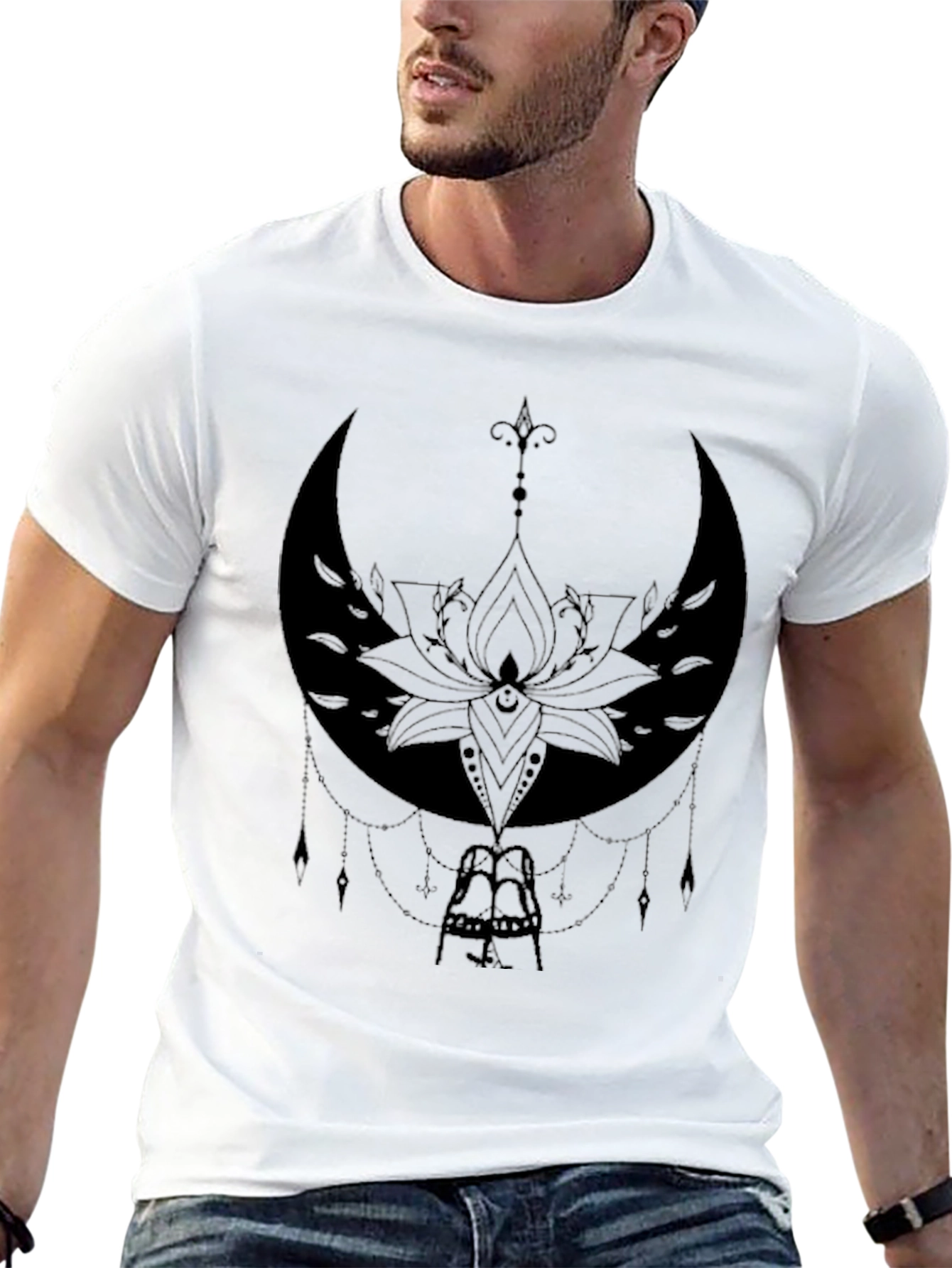 Black Mystic Moon Lotus Graphic Tee - Black view 13