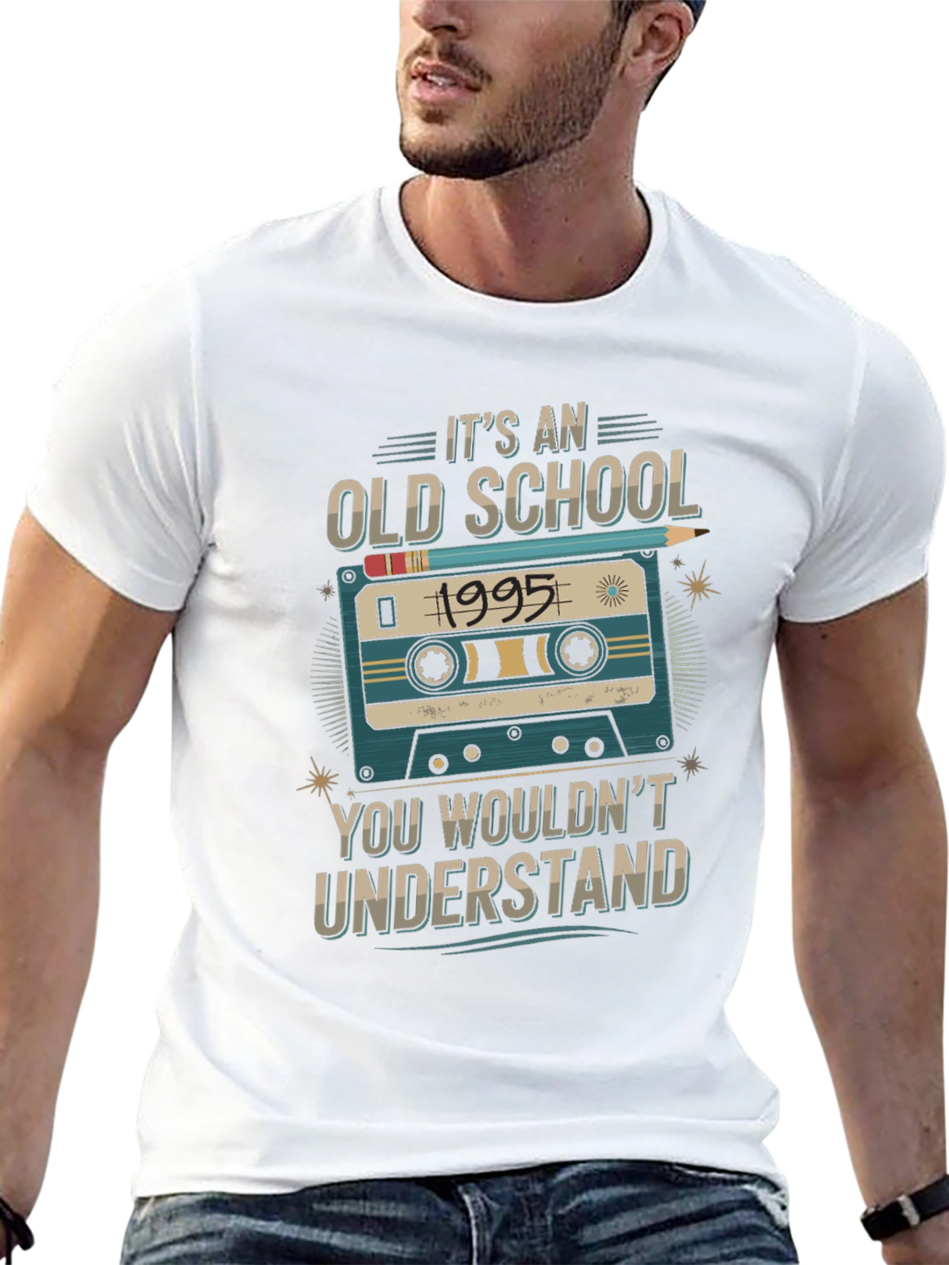 Black Old School 1995 Cassette Tape T-Shirt view 13