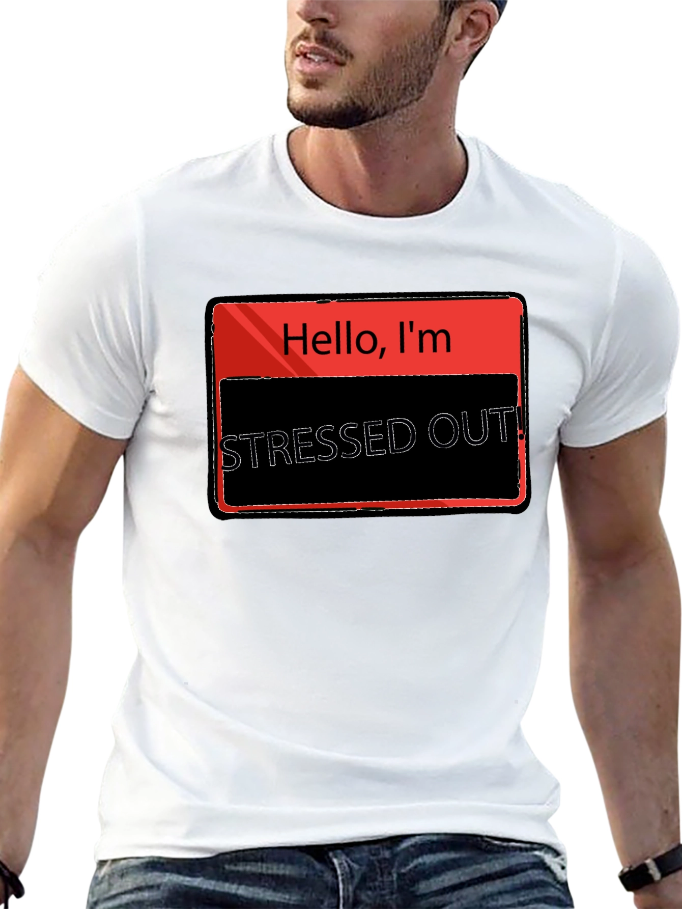 Black Stressed Out T-Shirt - Funny Graphic Tee view 13