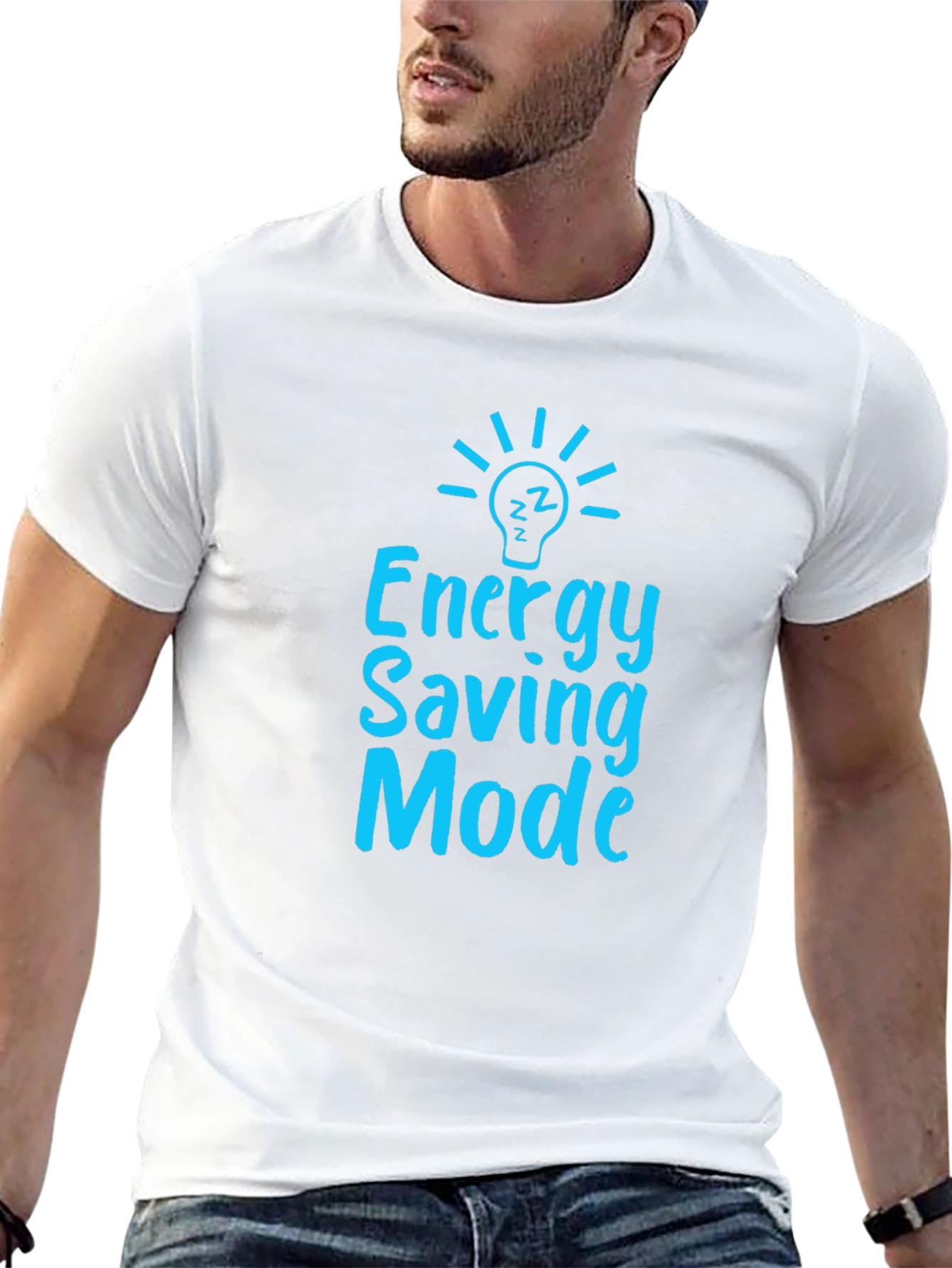 Black Energy Saving Mode Graphic T-Shirt - Black view 13