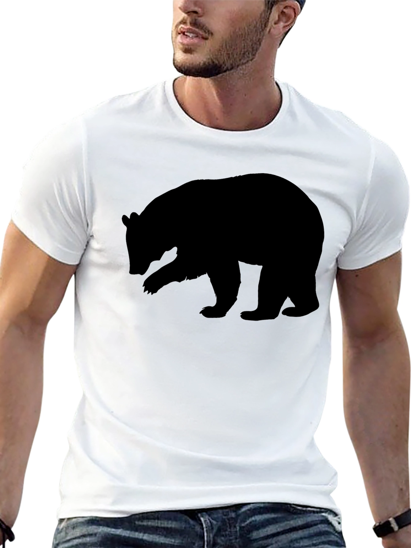 Black Men's Black Bear Silhouette Graphic Tee - Casual Style view 13