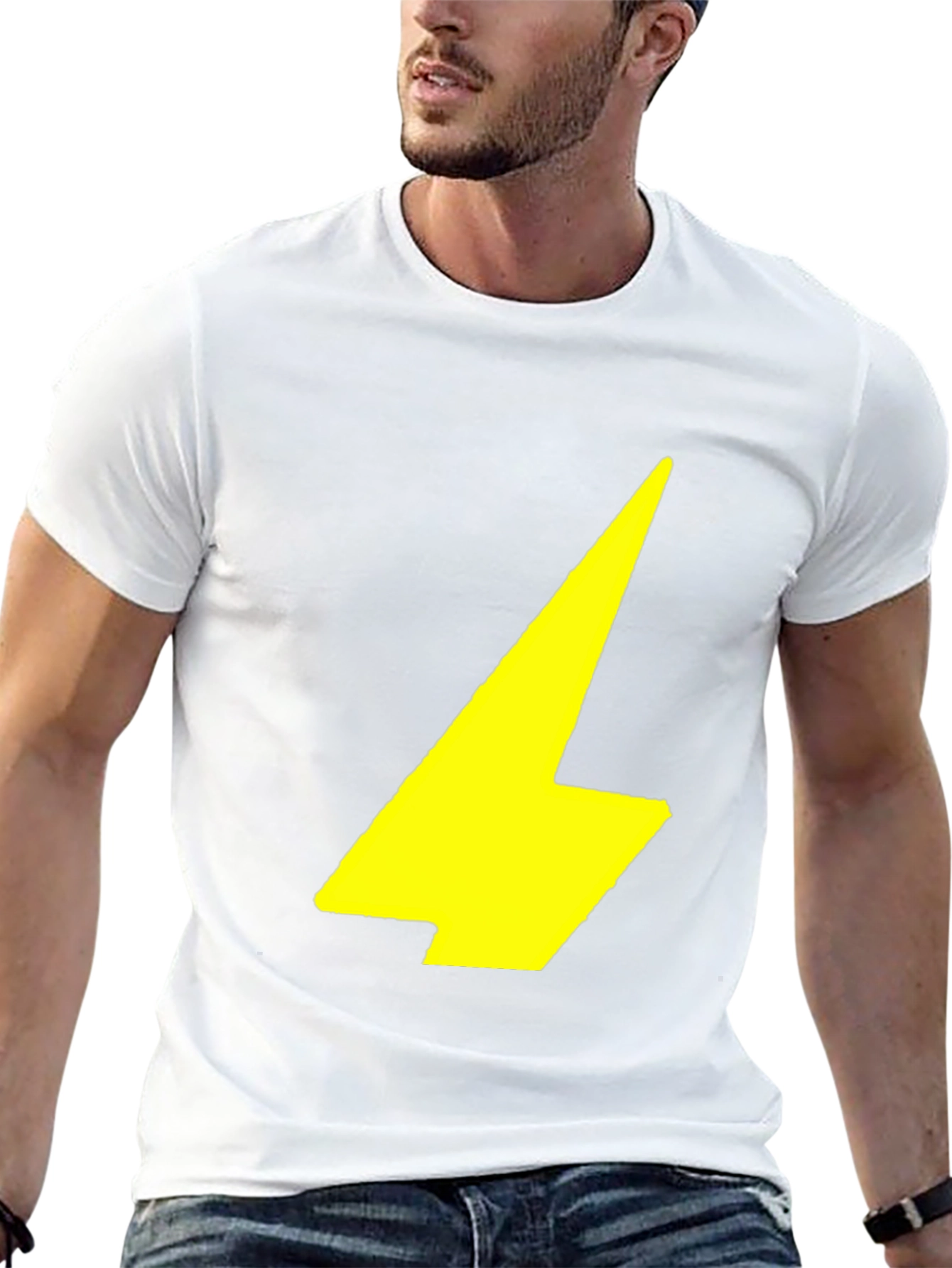 Black Black T-Shirt with Yellow Lightning Bolt Graphic view 13