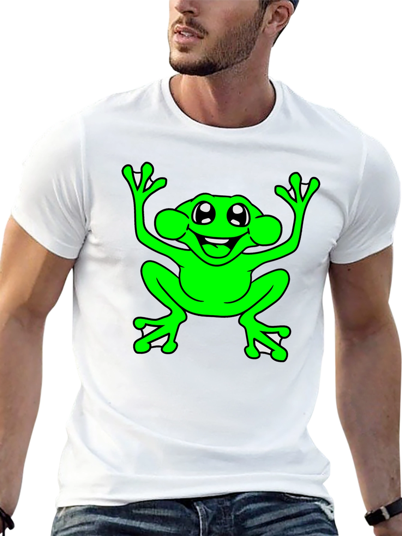 Black Funny Frog Graphic T-Shirt - Black Cotton Tee view 13