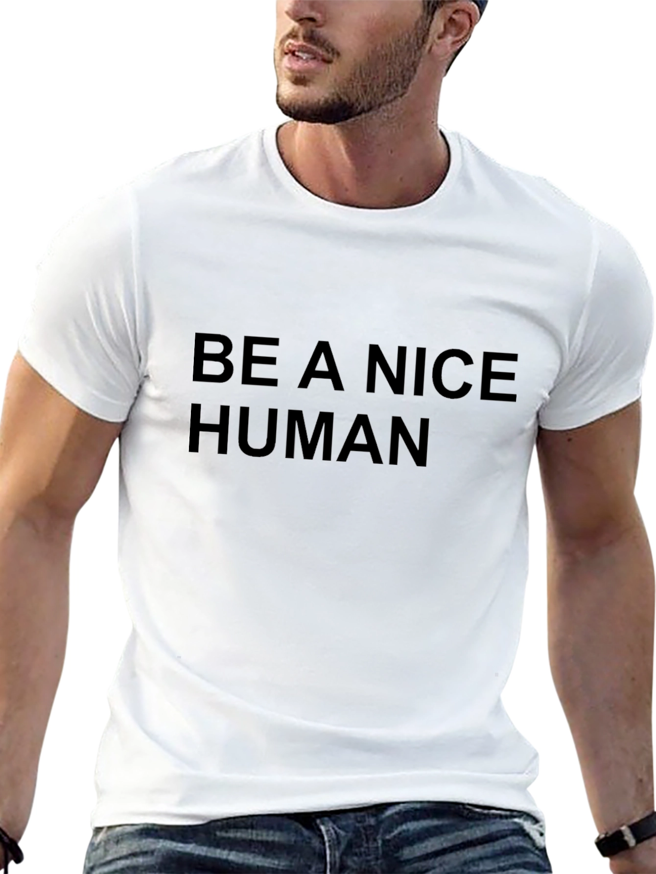 Black Be A Nice Human Black T-Shirt view 13