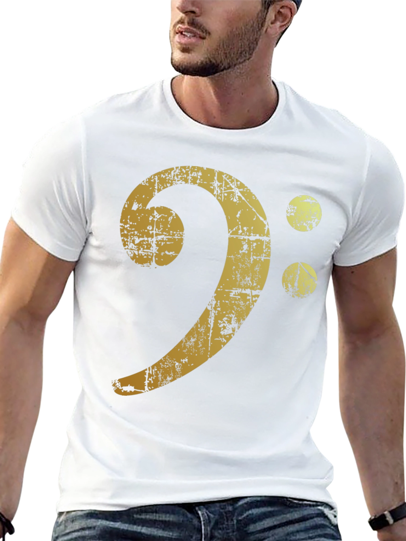 Black Vintage Bass Clef Graphic T-Shirt view 13