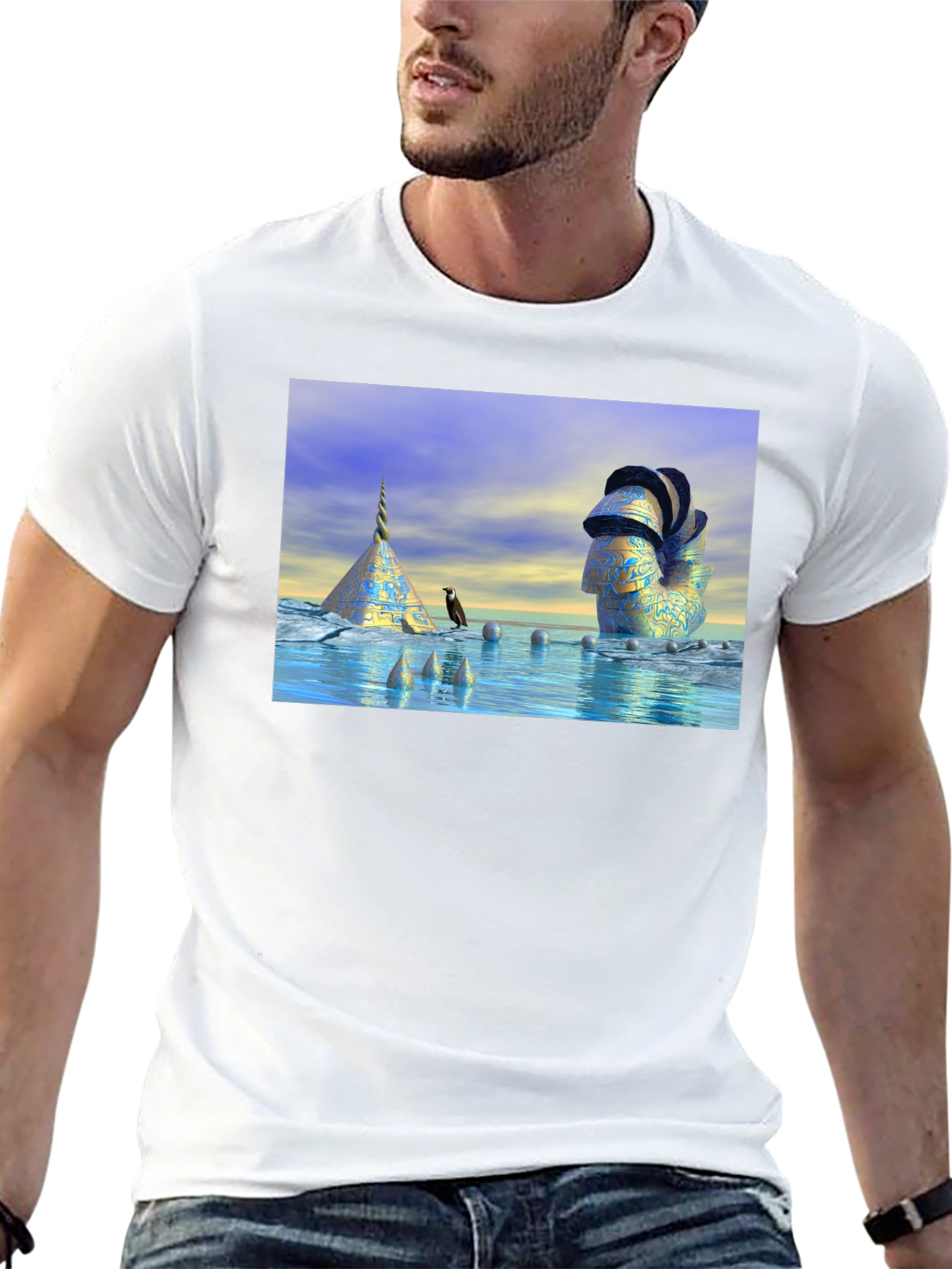 Black Surreal Scene T-Shirt view 13