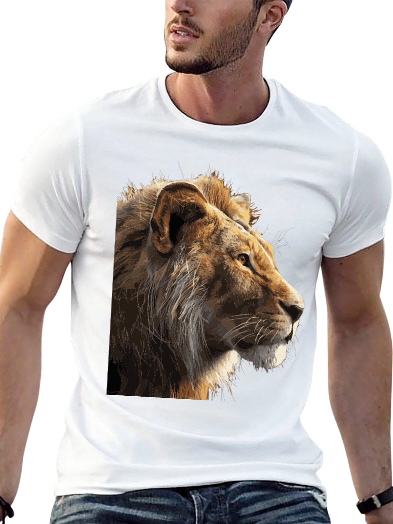 Black Lion Graphic Print Black T-Shirt view 13