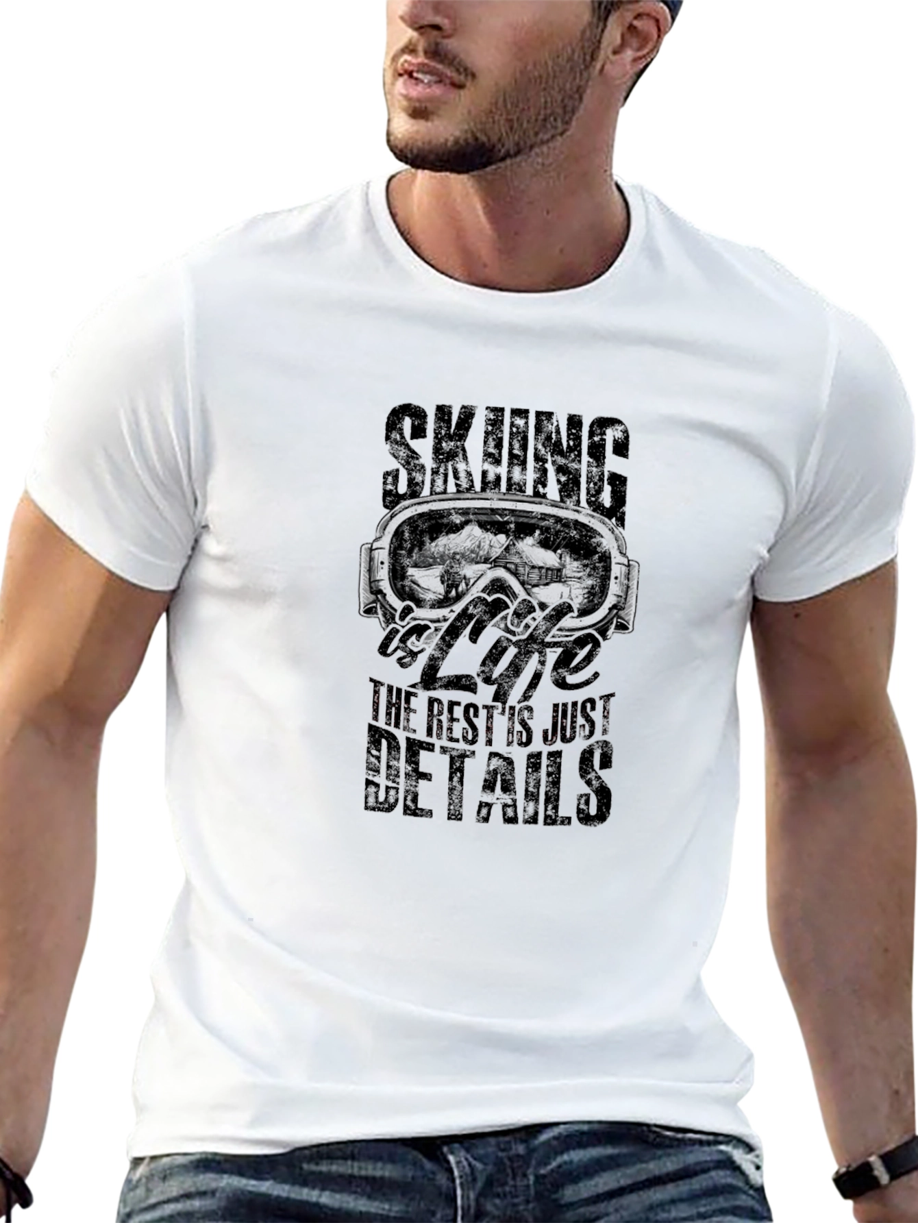Black Skiing is Life T-Shirt - Mountain Goggle Graphic Tee view 13