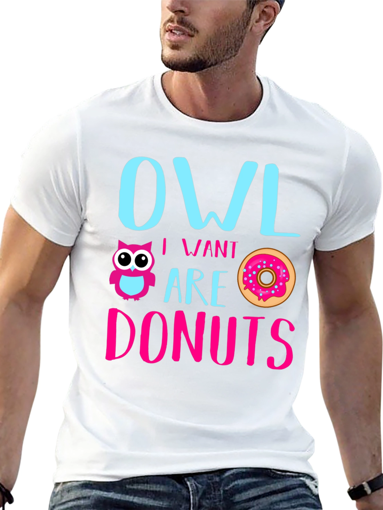 Black Owl I Want Are Donuts Funny Graphic T-Shirt view 13