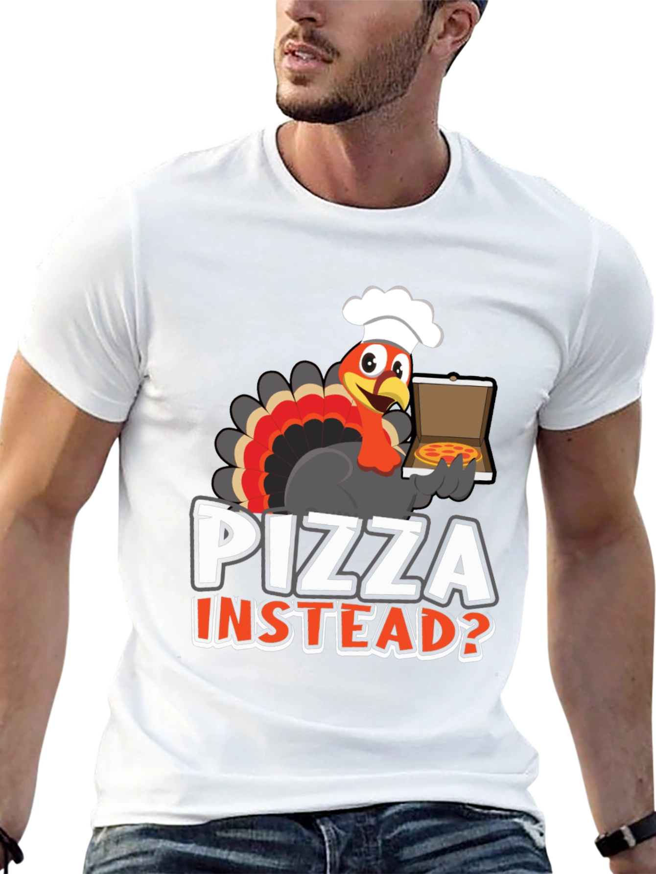 Black Pizza Instead? Turkey Graphic Tee view 13