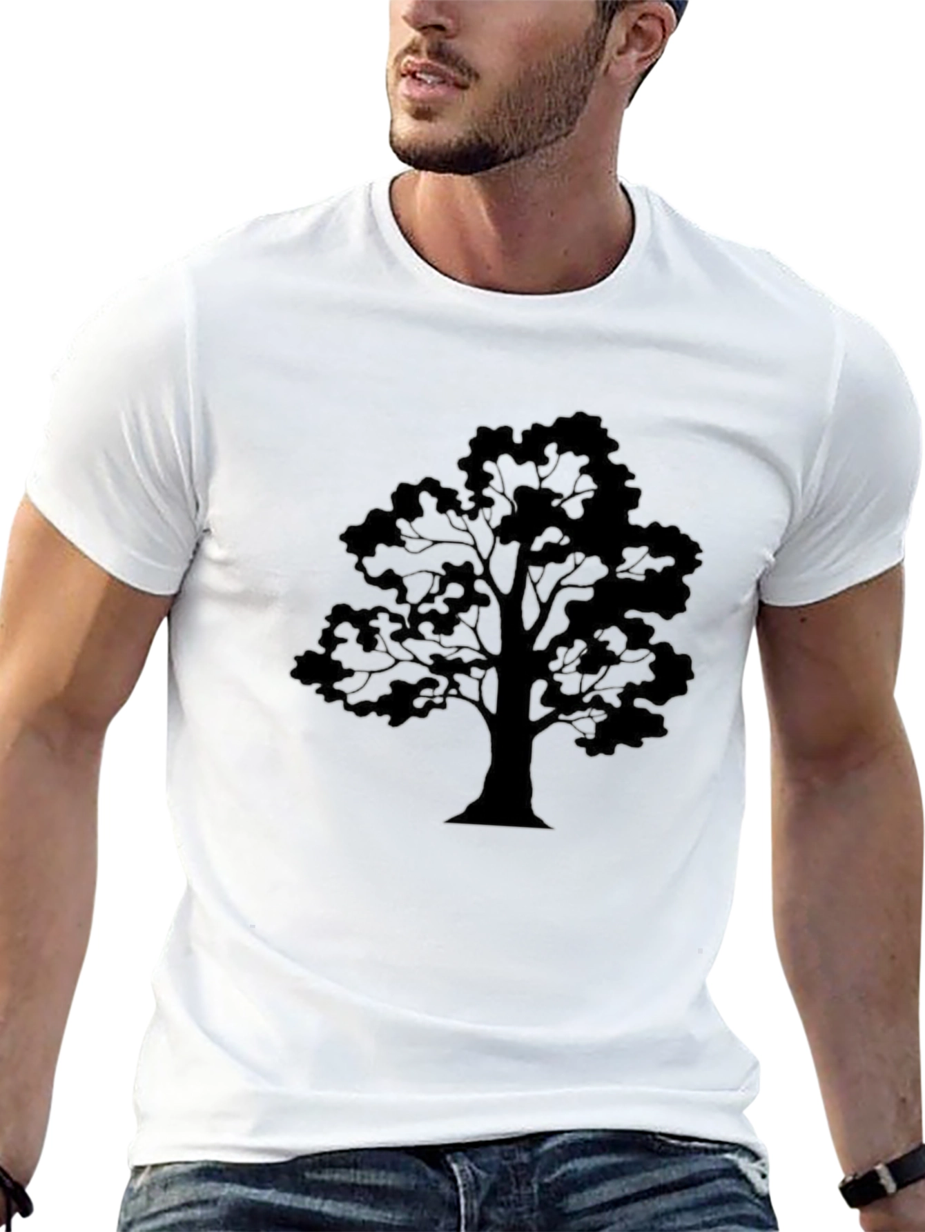 Black Tree Silhouette Black T-Shirt view 13