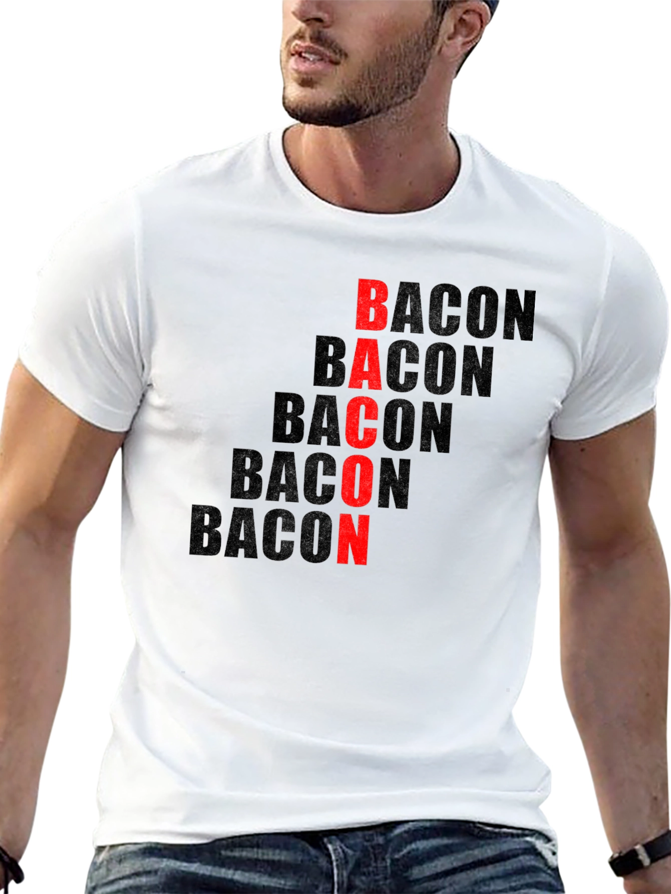 Black Bacon Lover Graphic T-Shirt - Funny Food Tee view 13