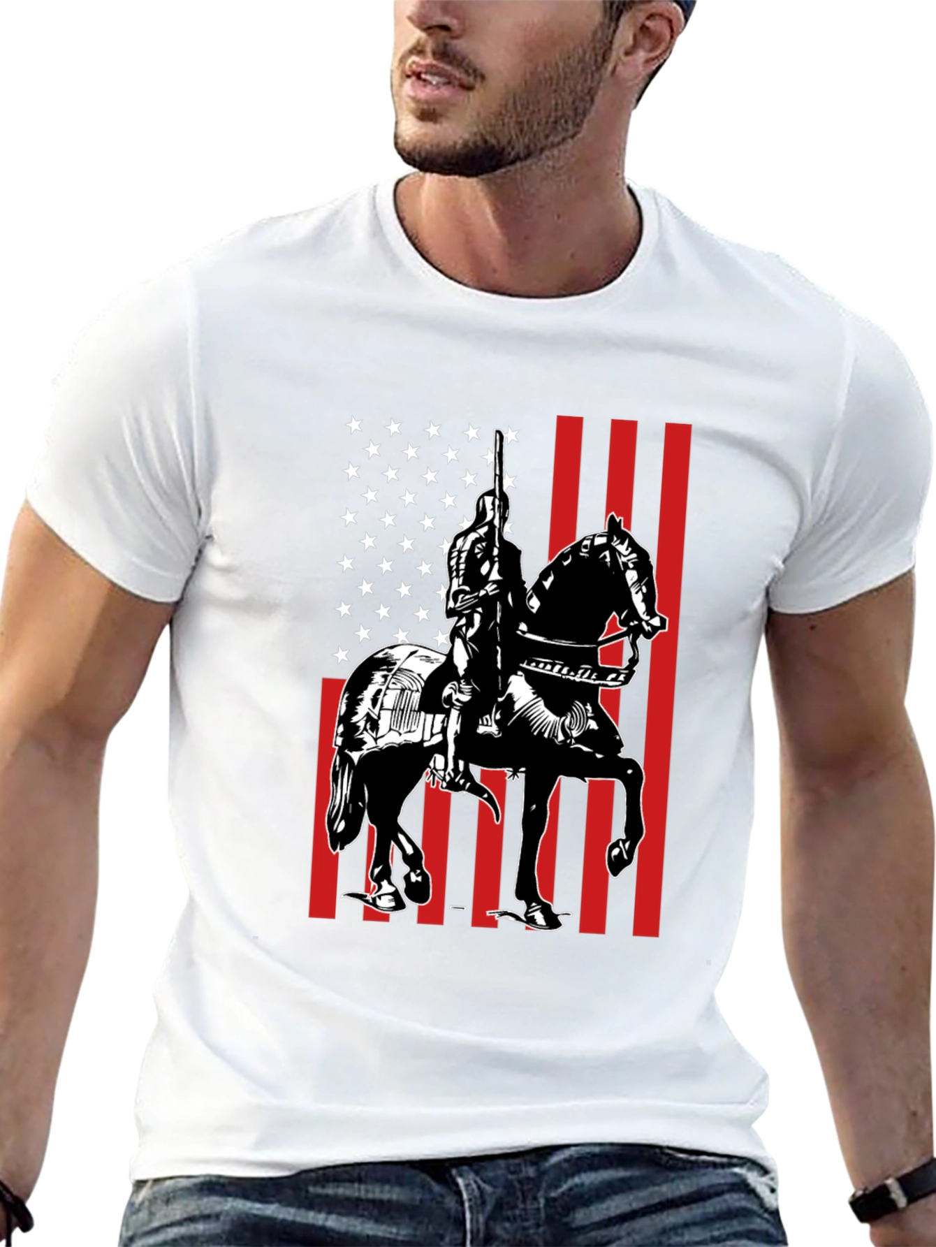 Black American Knight T-Shirt view 13