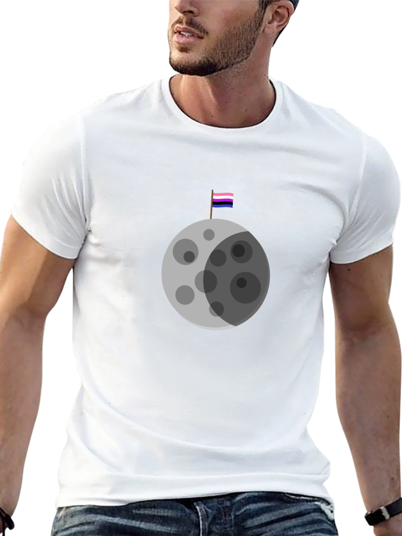 Black Omnisexual Pride Moon T-Shirt view 13