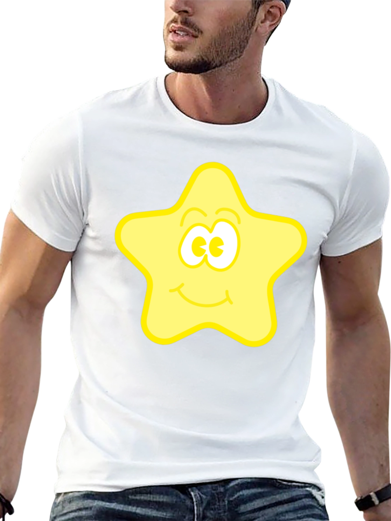 Black Happy Star Graphic Black T-Shirt view 13