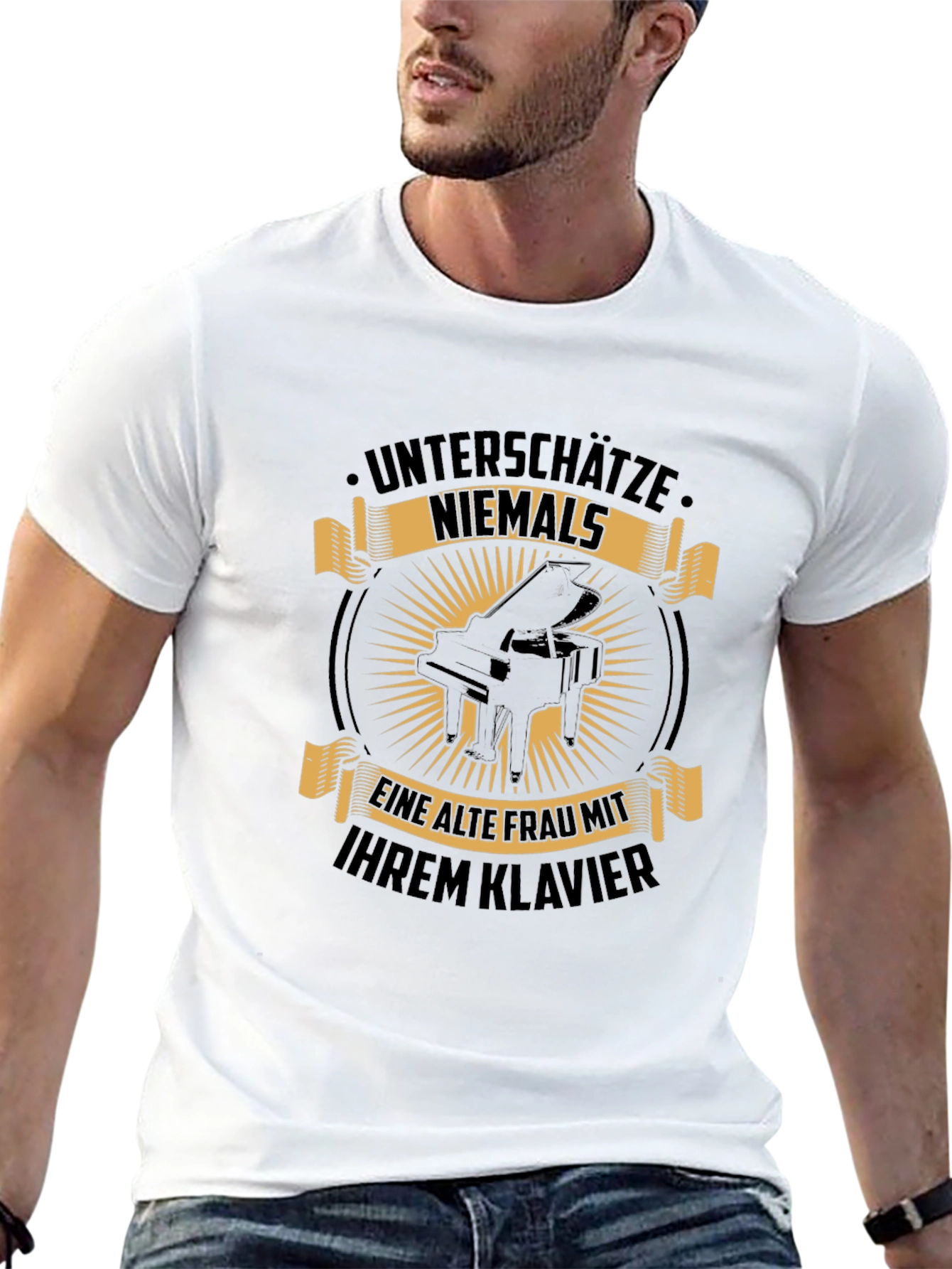 Black Black "Never Underestimate" Piano T-Shirt view 13