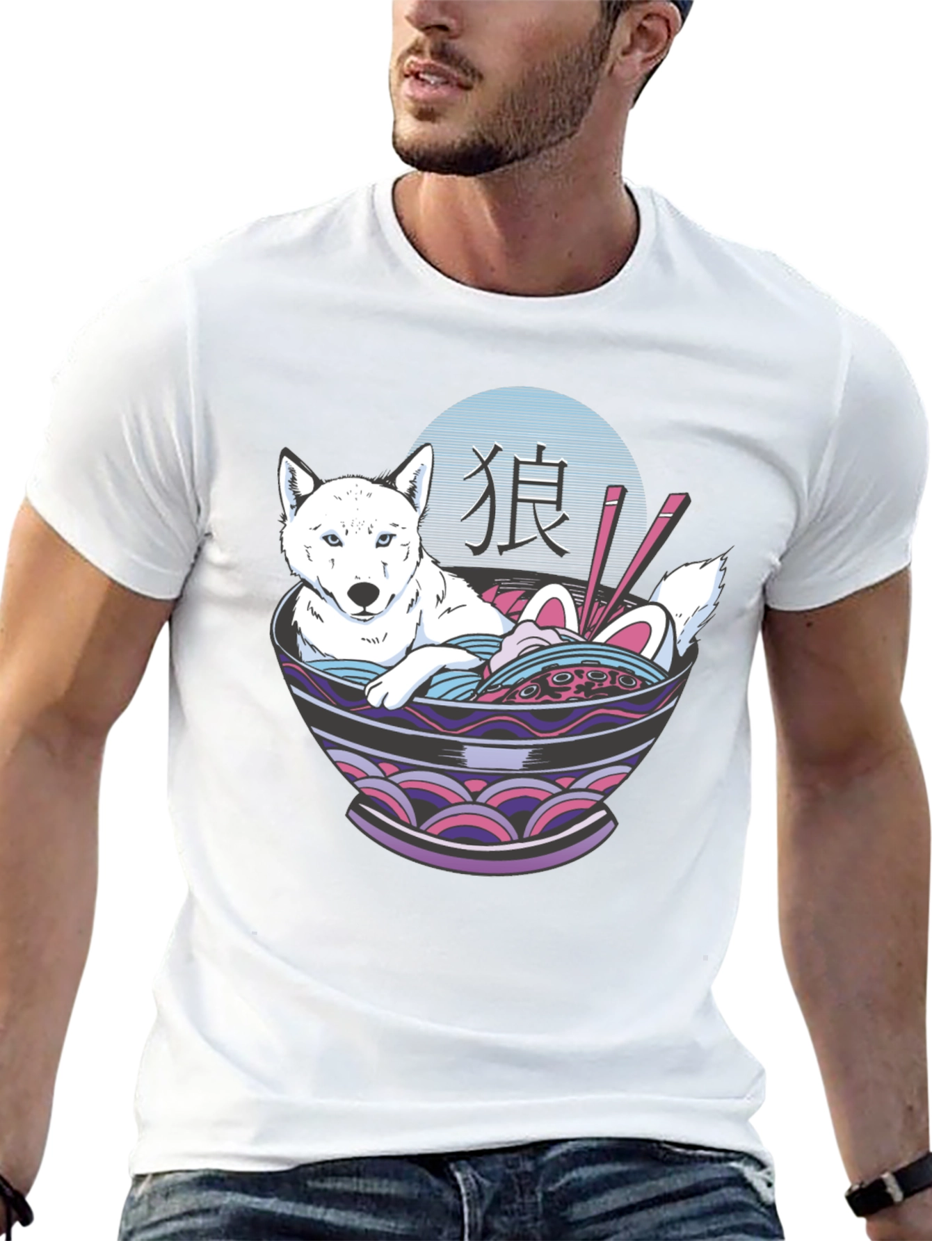 Black Ramen Dog Graphic T-Shirt - Unisex Casual Tee view 13
