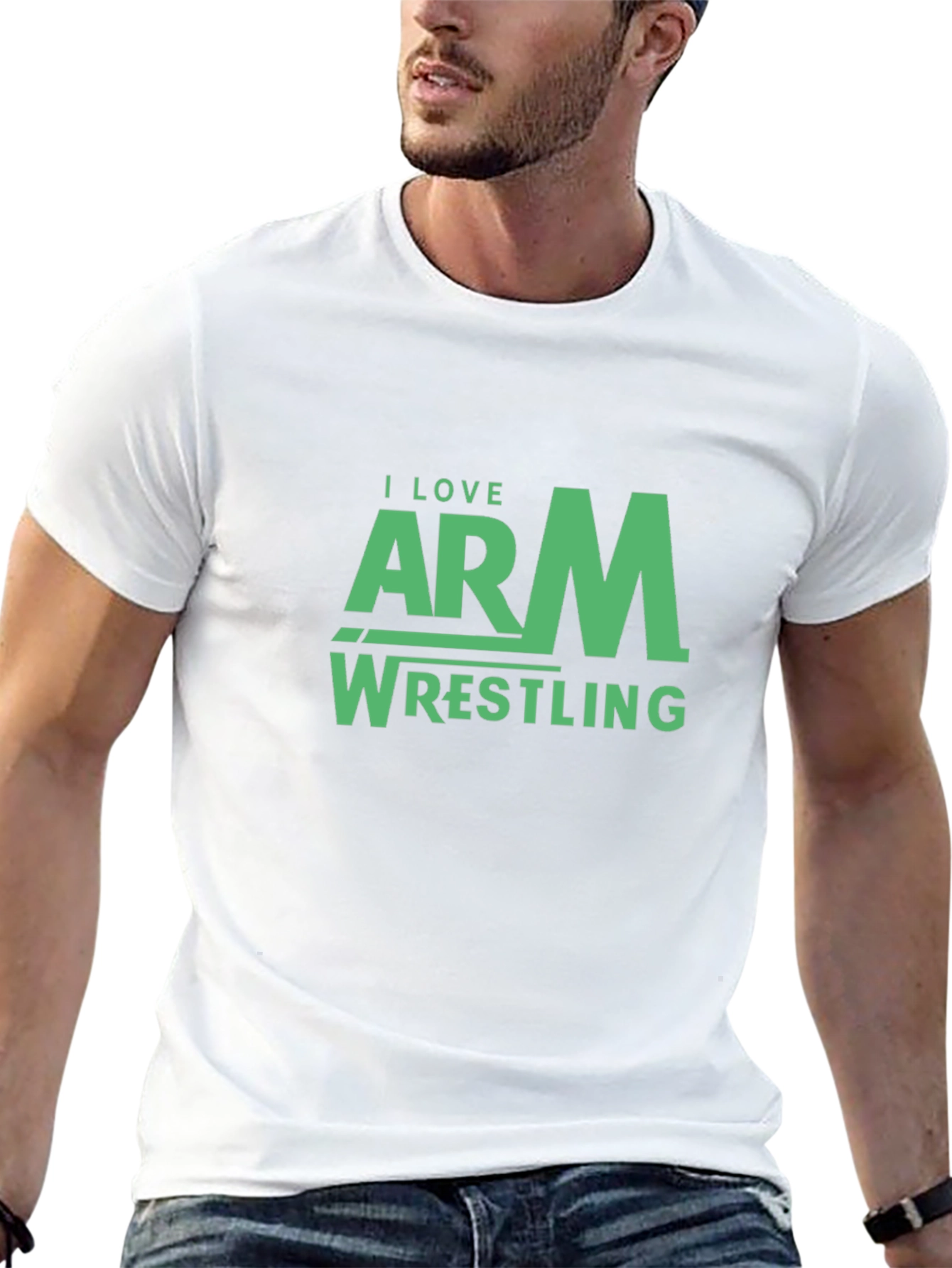 Black I Love Arm Wrestling T-Shirt view 13