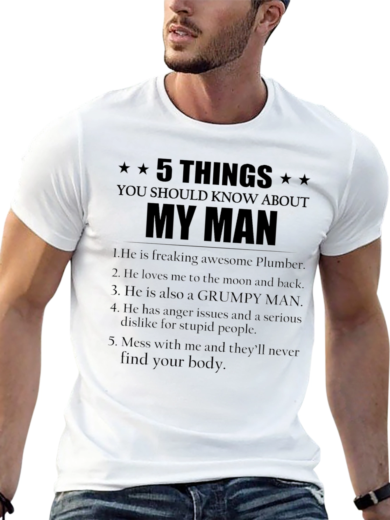 Black 5 Things You Should Know About My Man T-Shirt view 13