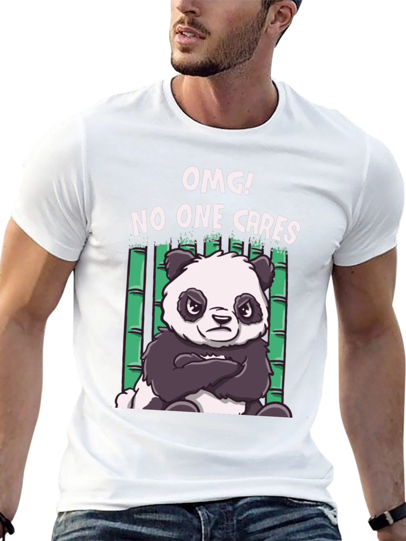Black OMG! No One Cares Panda T-Shirt view 13