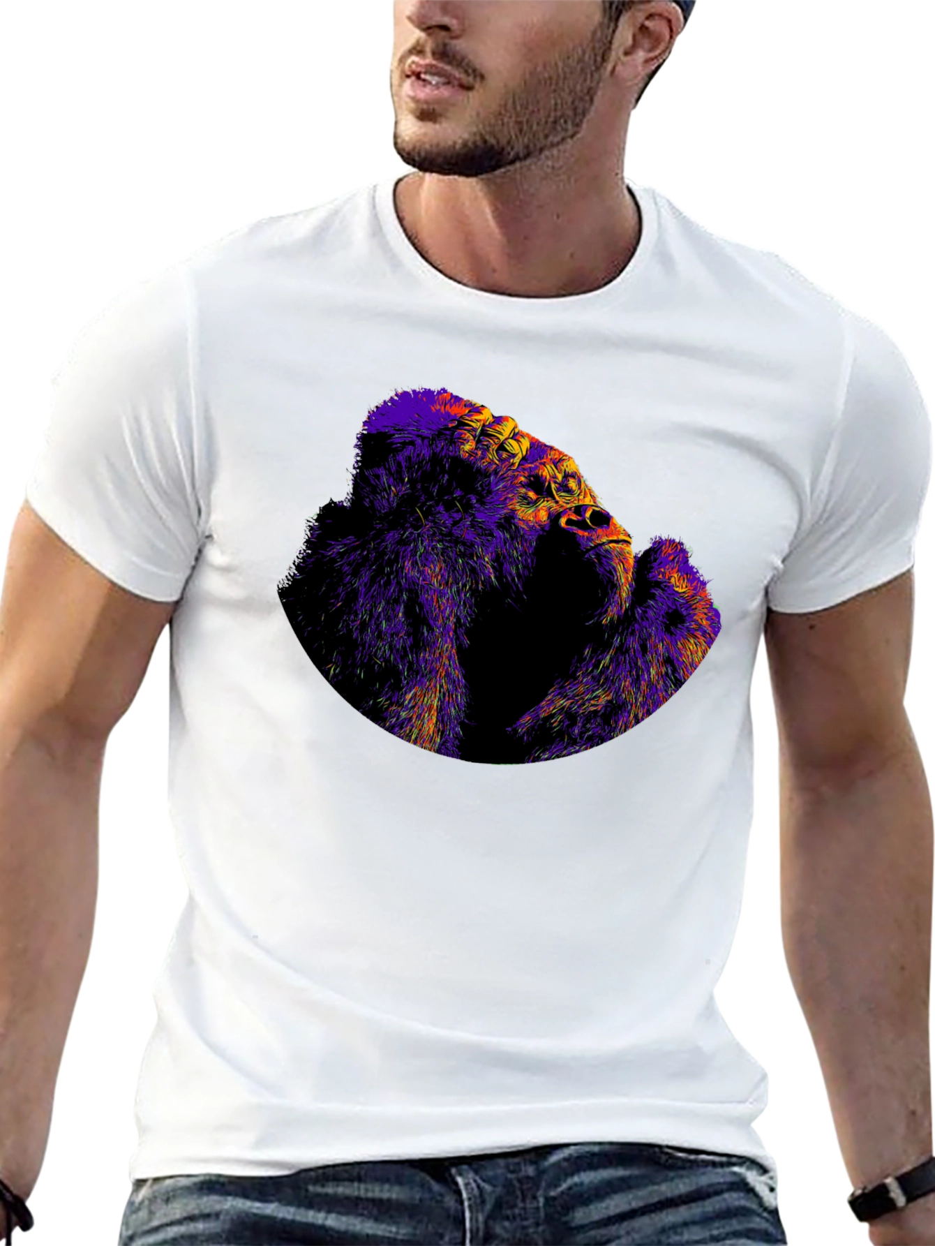 Black Abstract Gorilla Graphic Black Tee view 13