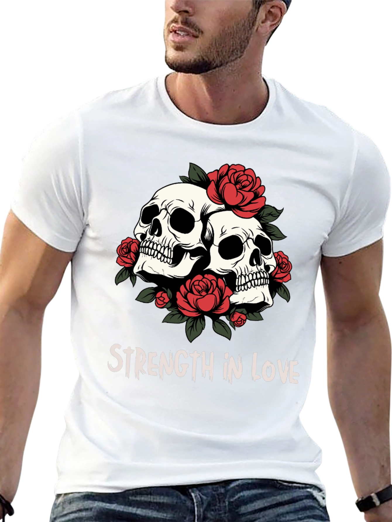 Skull & Roses Graphic Tee - Strength in Love - 13