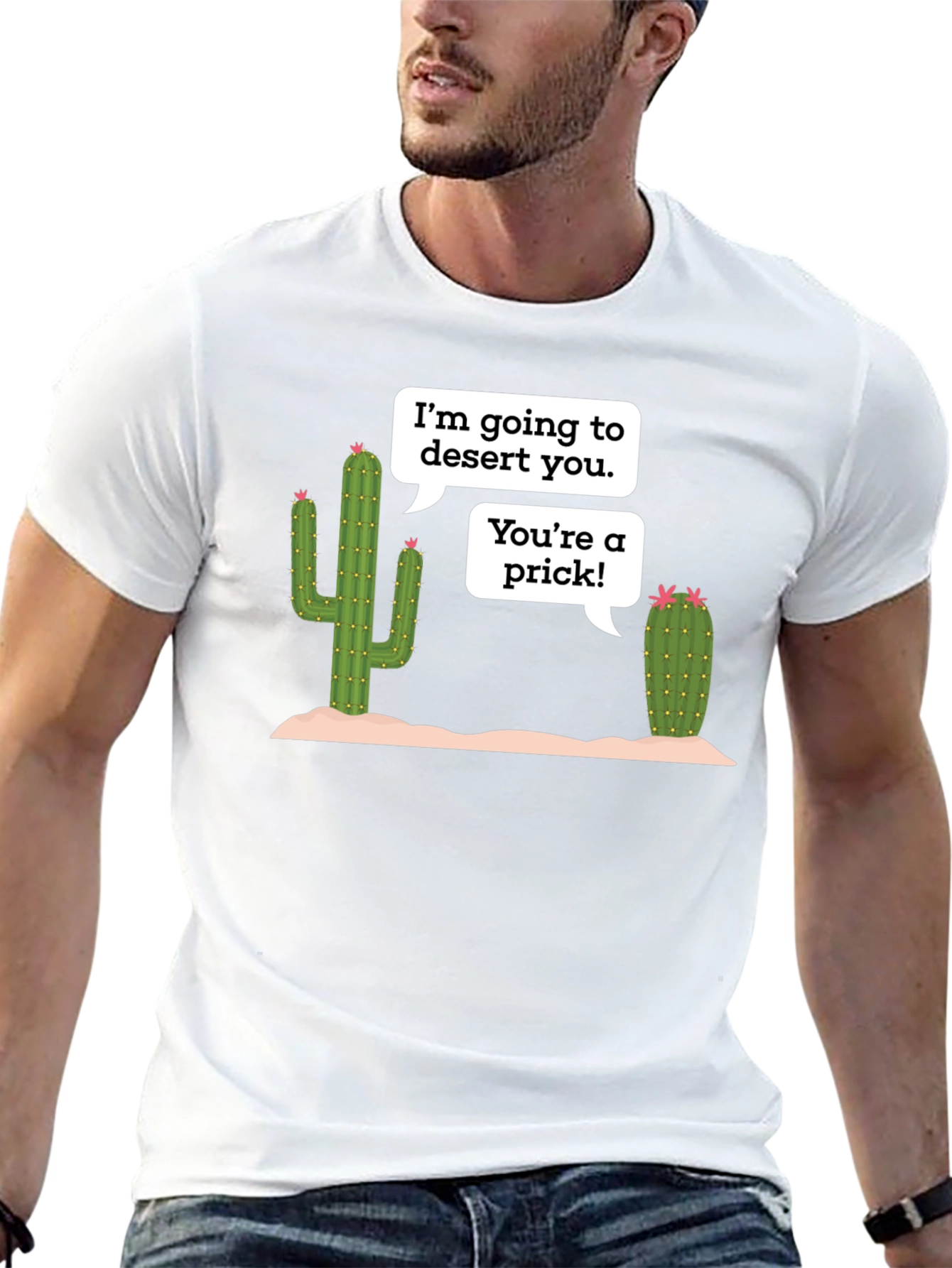 Black Desert Humor T-Shirt: Prickly Cactus Conversation view 13