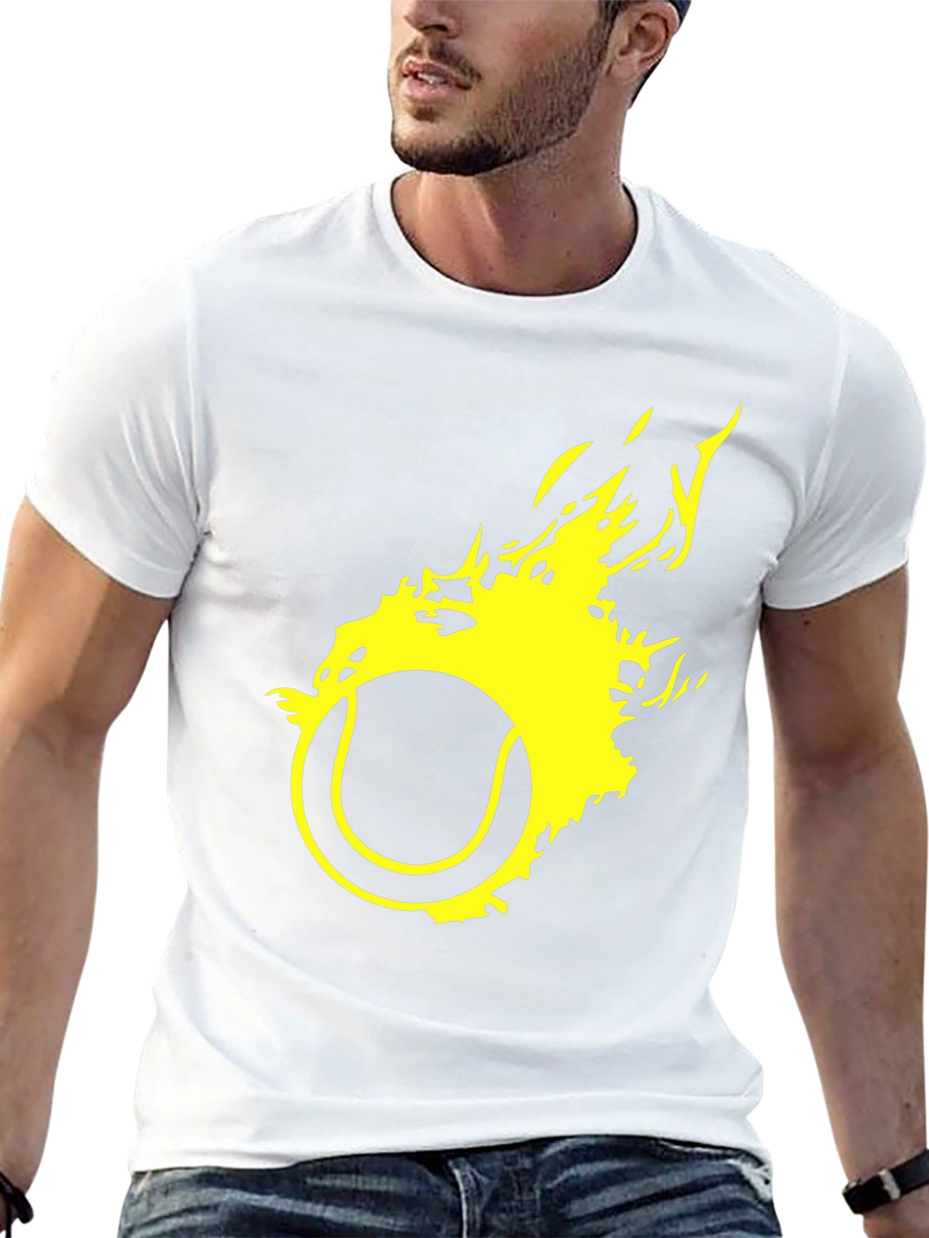 Black Fiery Tennis Ball Graphic T-Shirt view 13