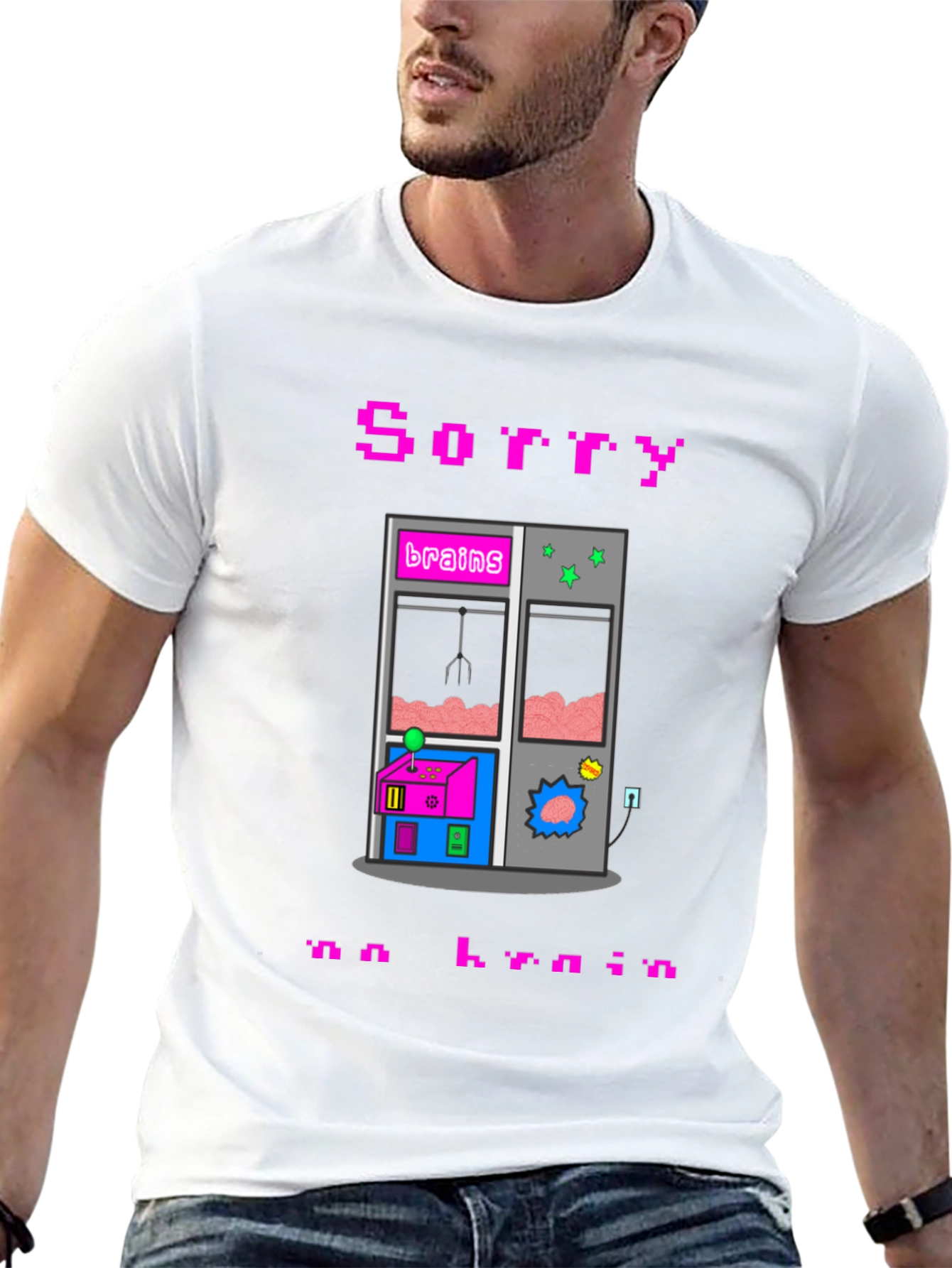 Black Sorry No Brain Pixel Art Graphic Tee view 13