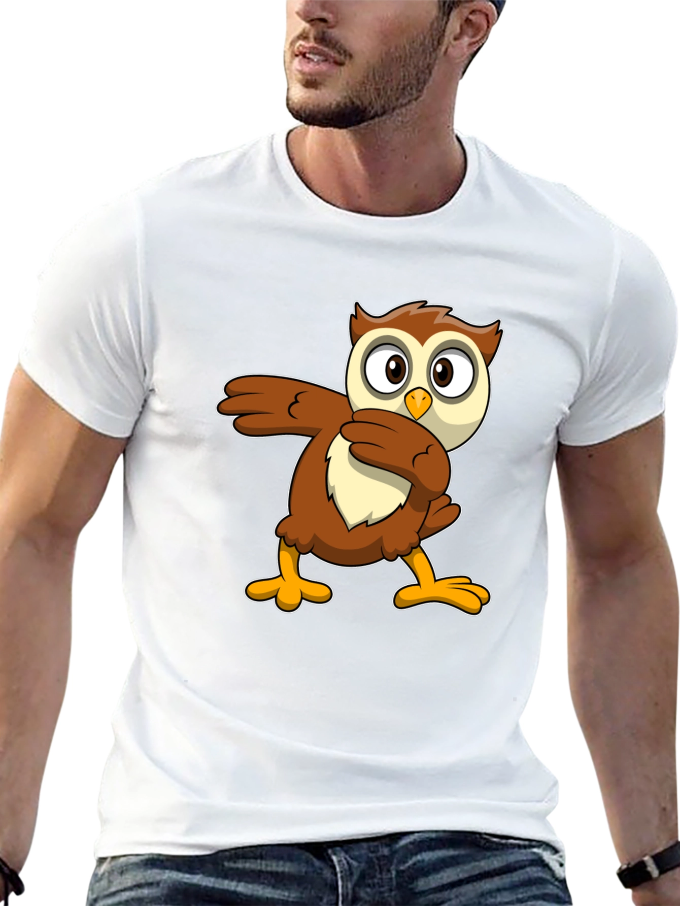 Black Funny Owl Dab Dance Graphic T-Shirt view 13