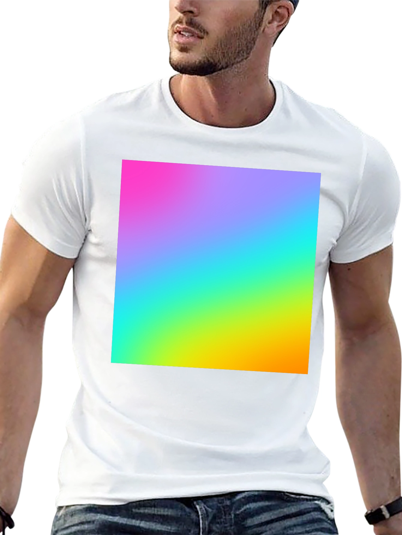 Black Gradient T-Shirt - Vibrant Rainbow Design view 13