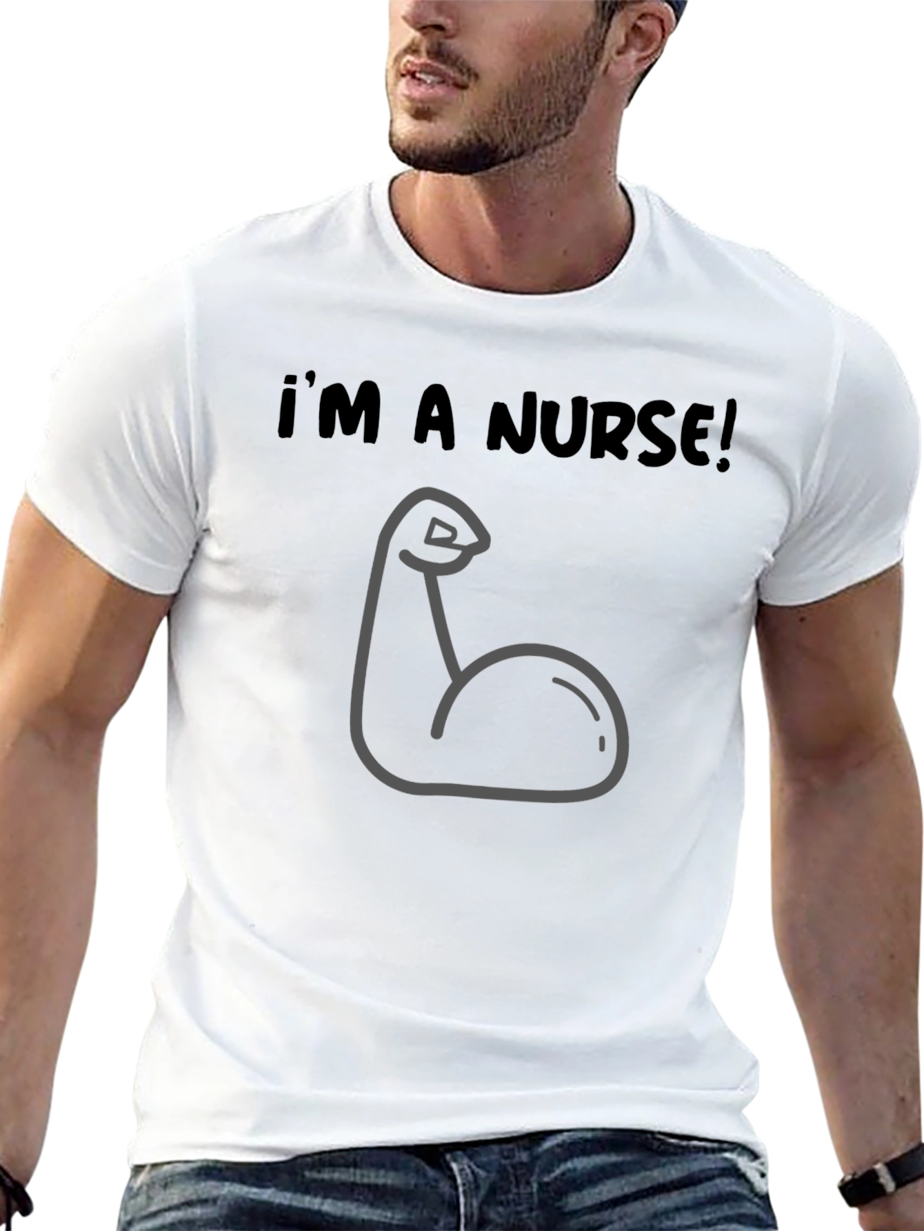 Black Funny Nurse Muscle Graphic Tee - Black view 13