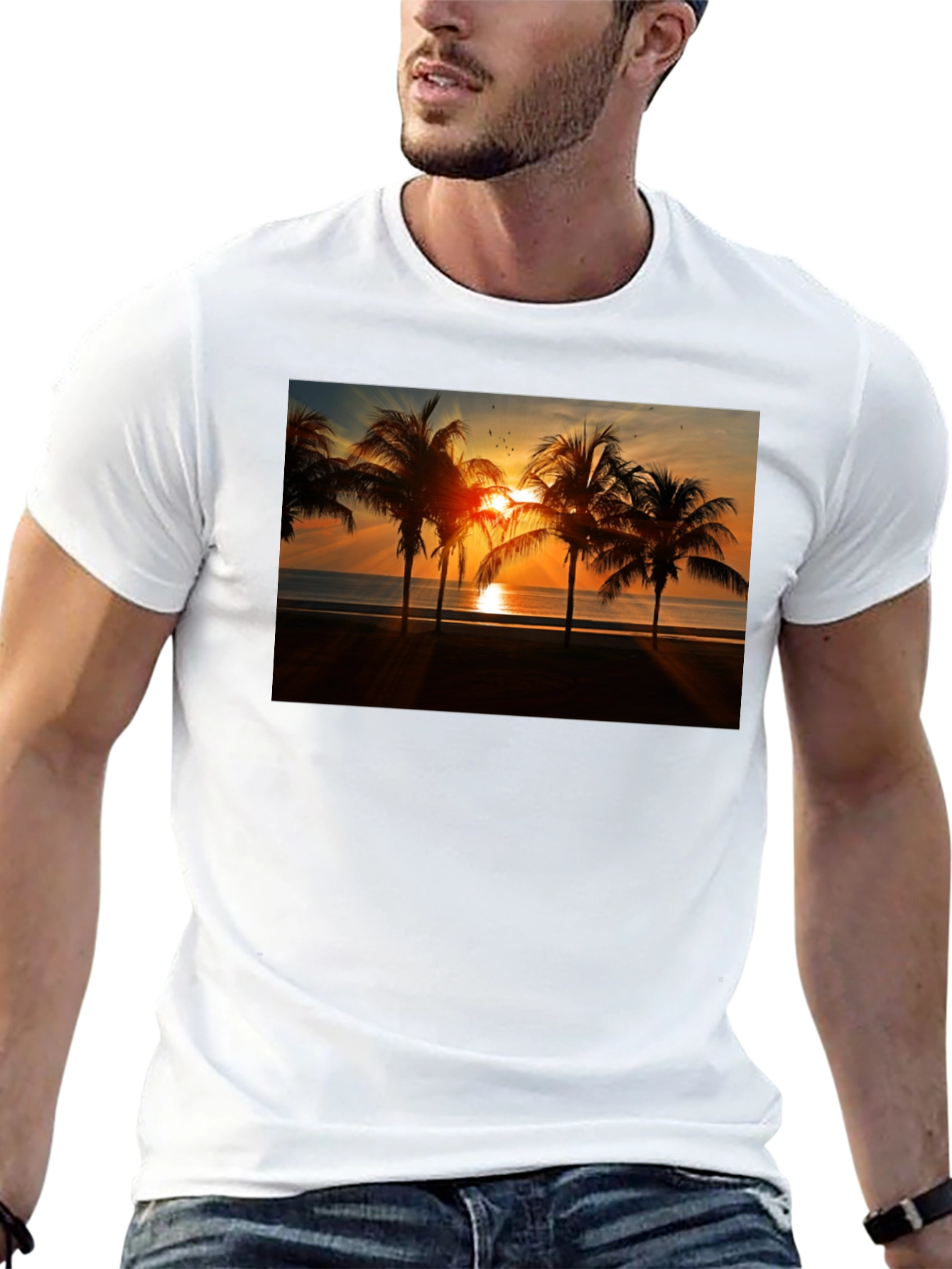 Black Sunset Palm Tree Graphic Tee view 13