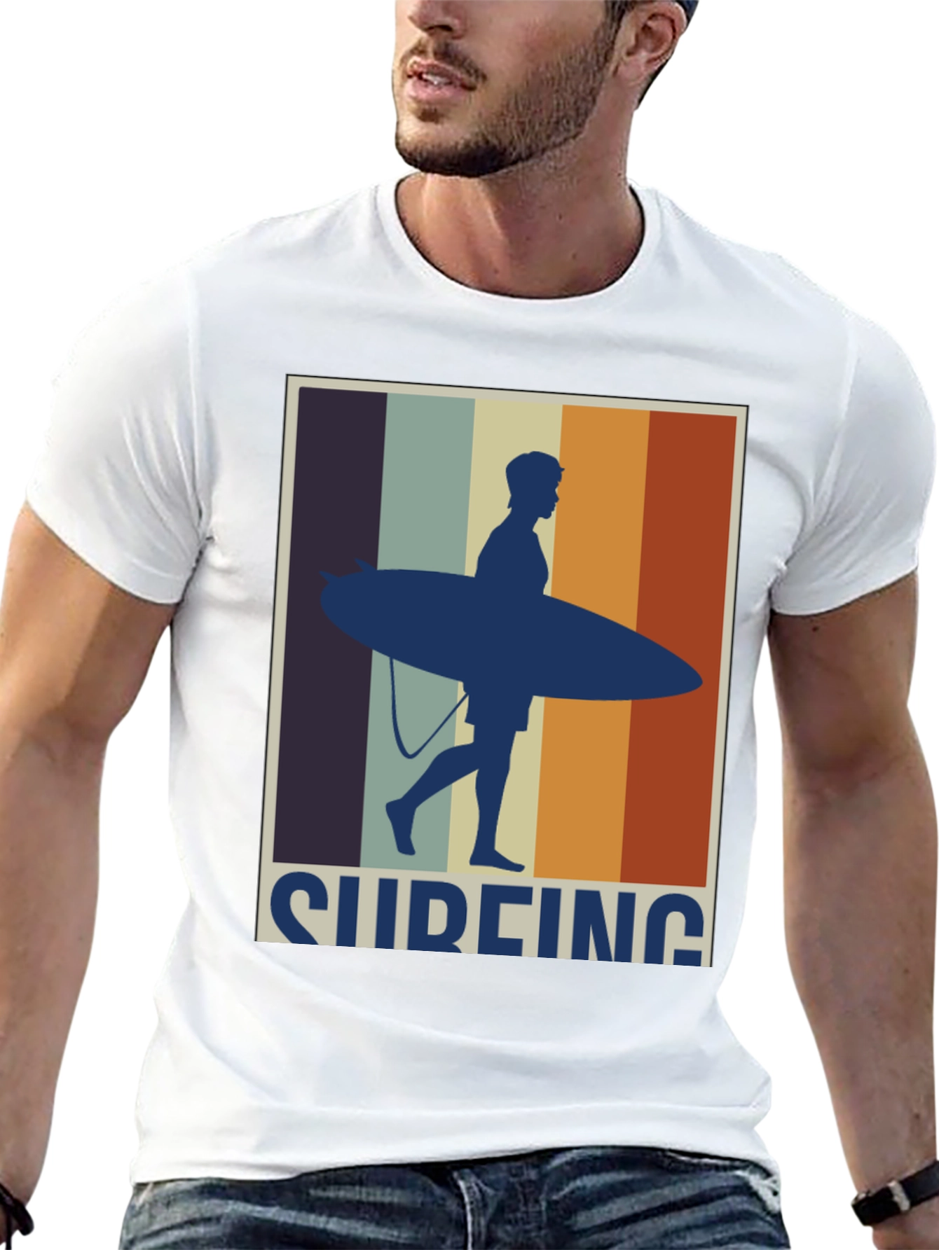 Black Surfing Retro T-Shirt - Stylish Graphic Tee view 13