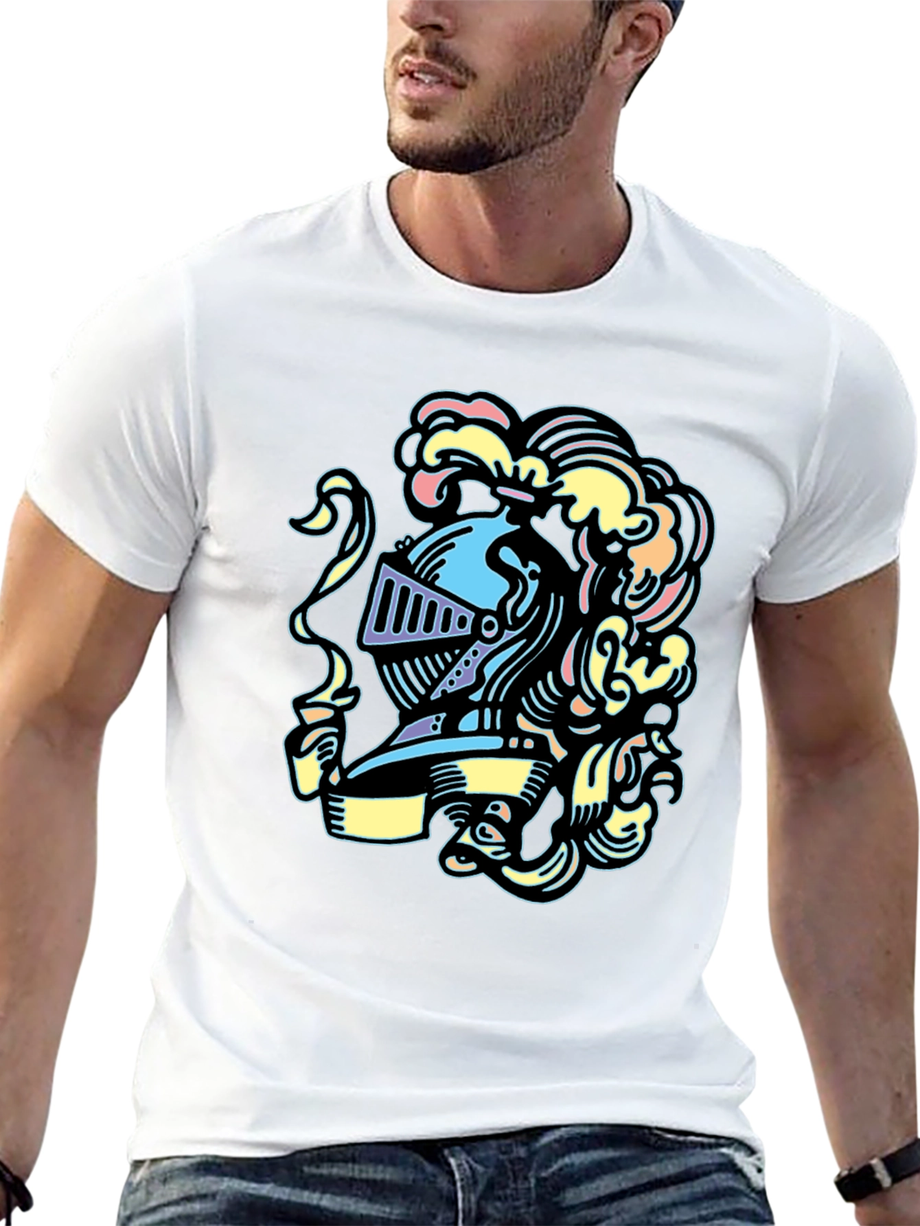 Black Knight Helmet Graphic Tee - Stylish and Unique Design view 13