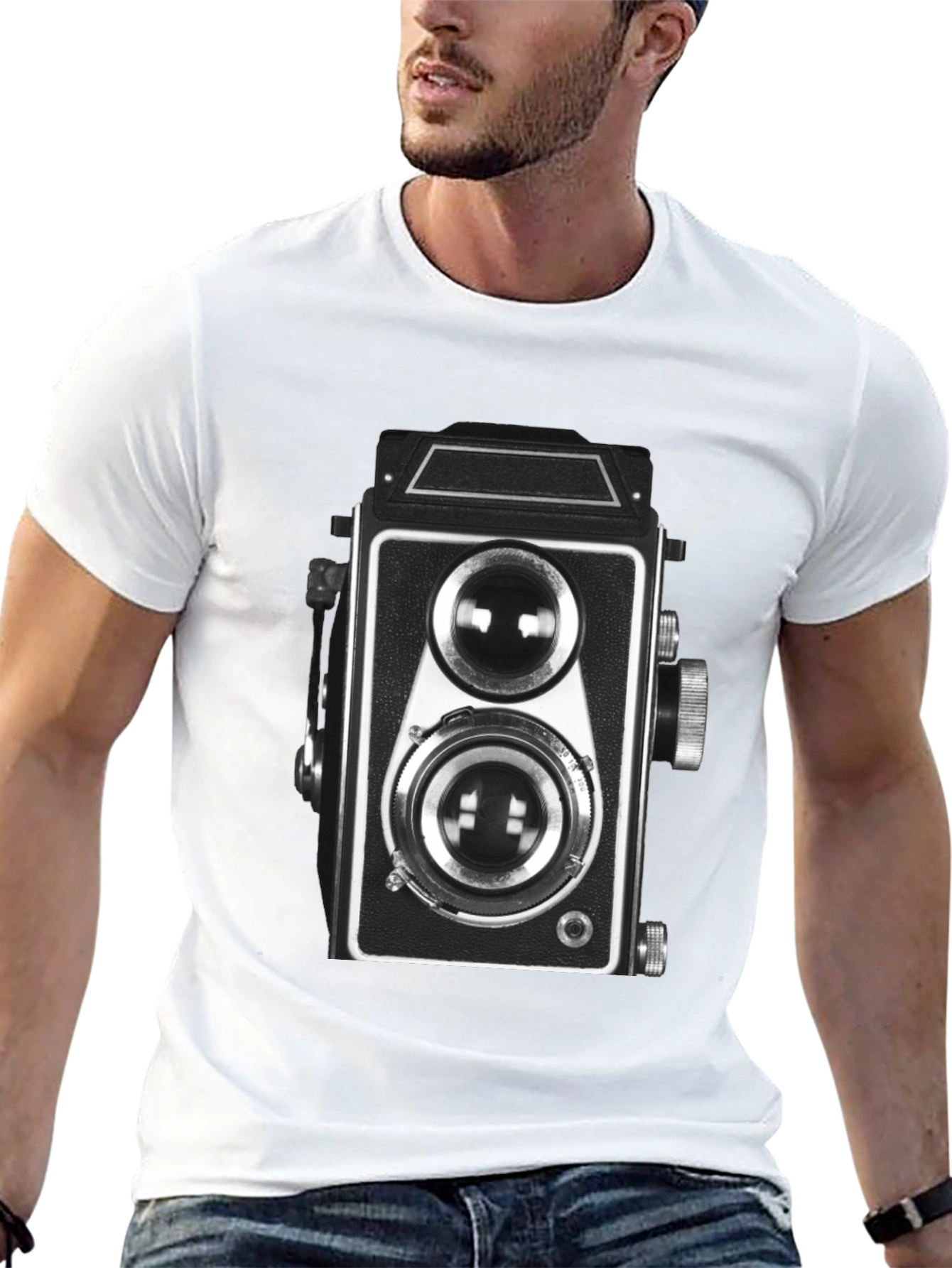 Black Vintage Camera Graphic Tee - Classic Black T-Shirt view 13