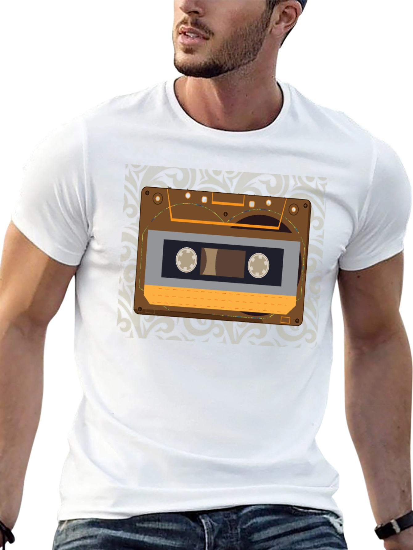 Black Retro Cassette Tape Graphic Tee - Vintage Music Lover Shirt view 13
